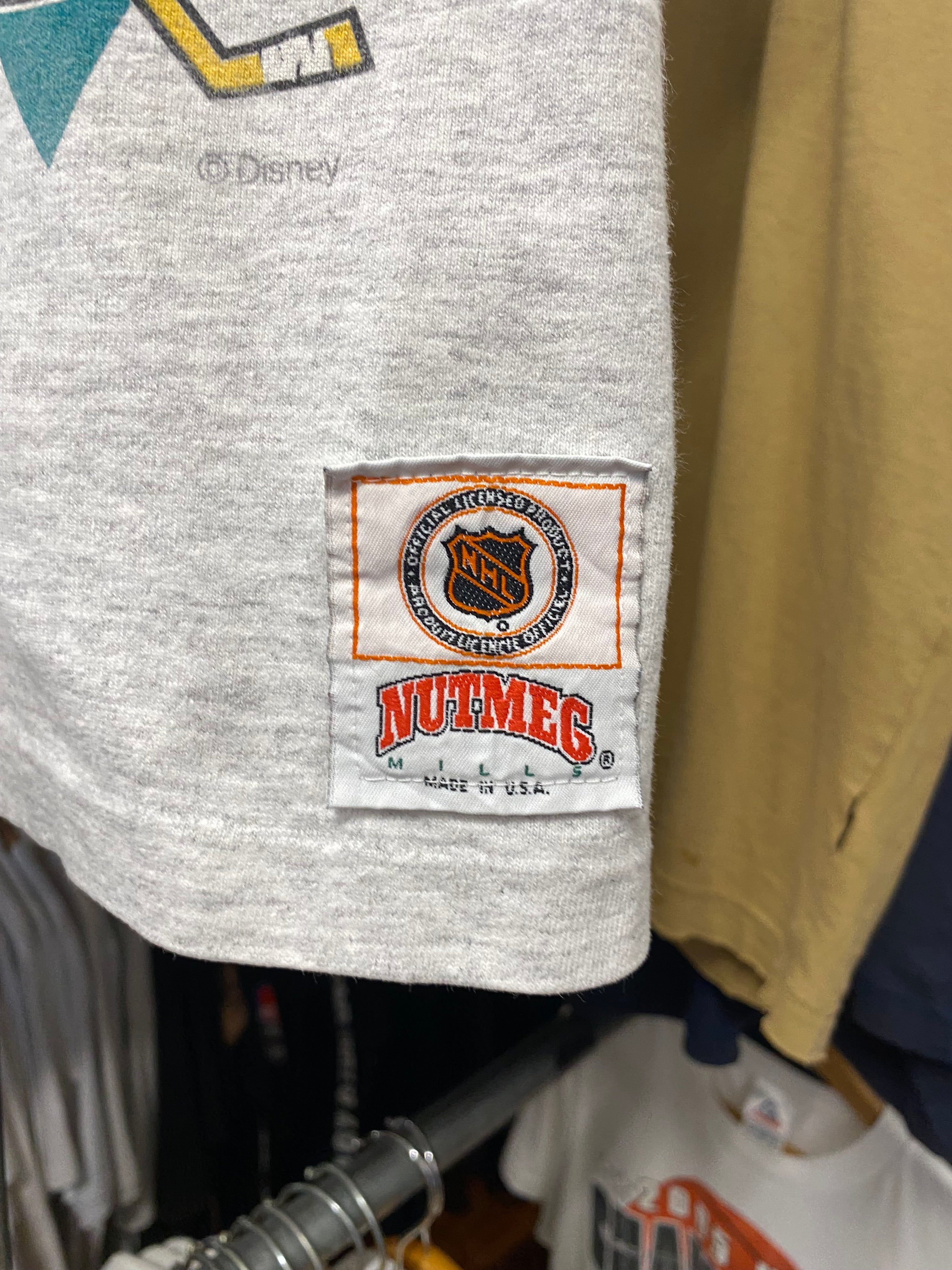 L - 1990s Mighty Ducks Heavyweight Double Sided Grey Tee