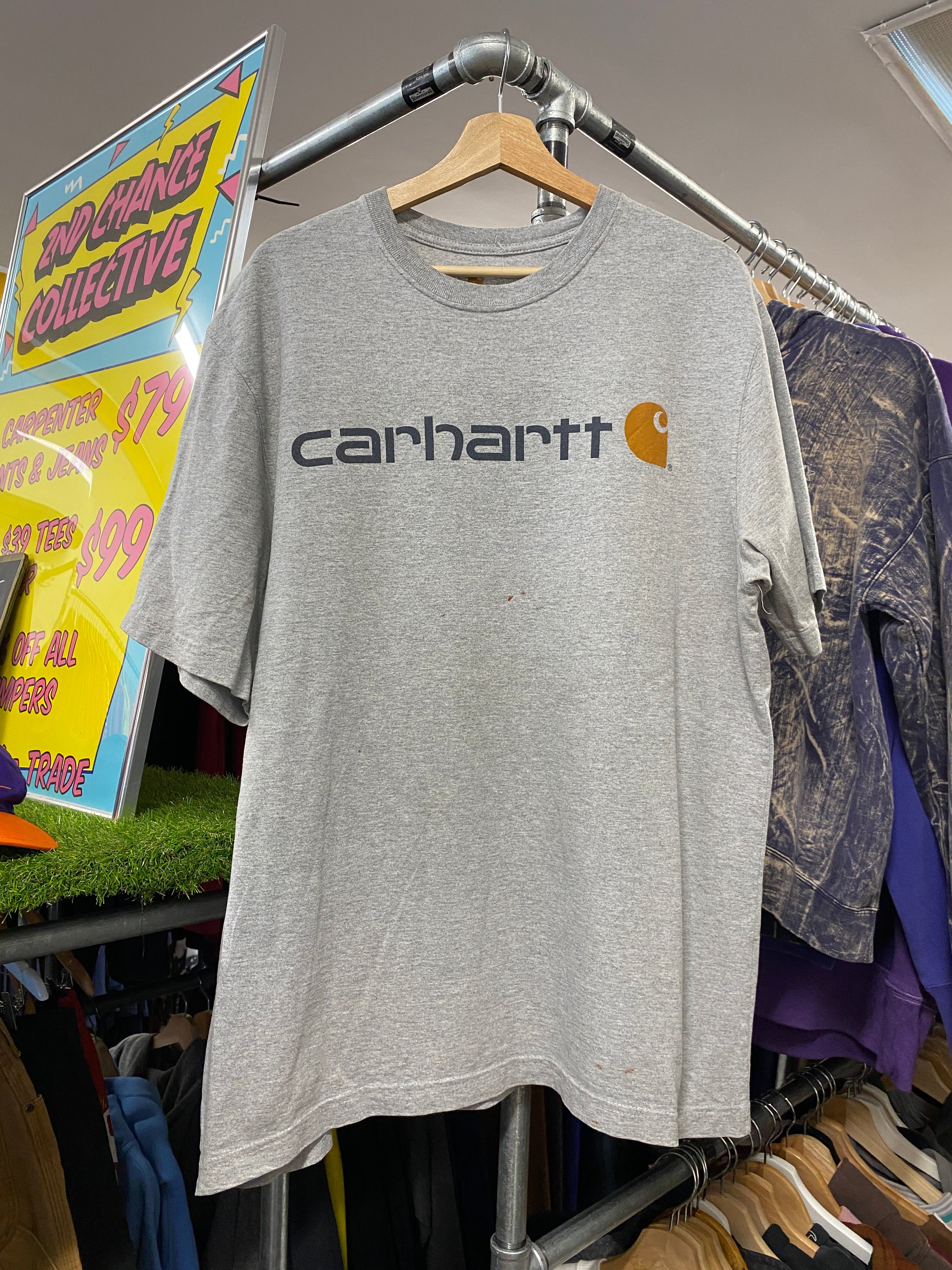 L - Carhartt Light Grey Spellout Tee