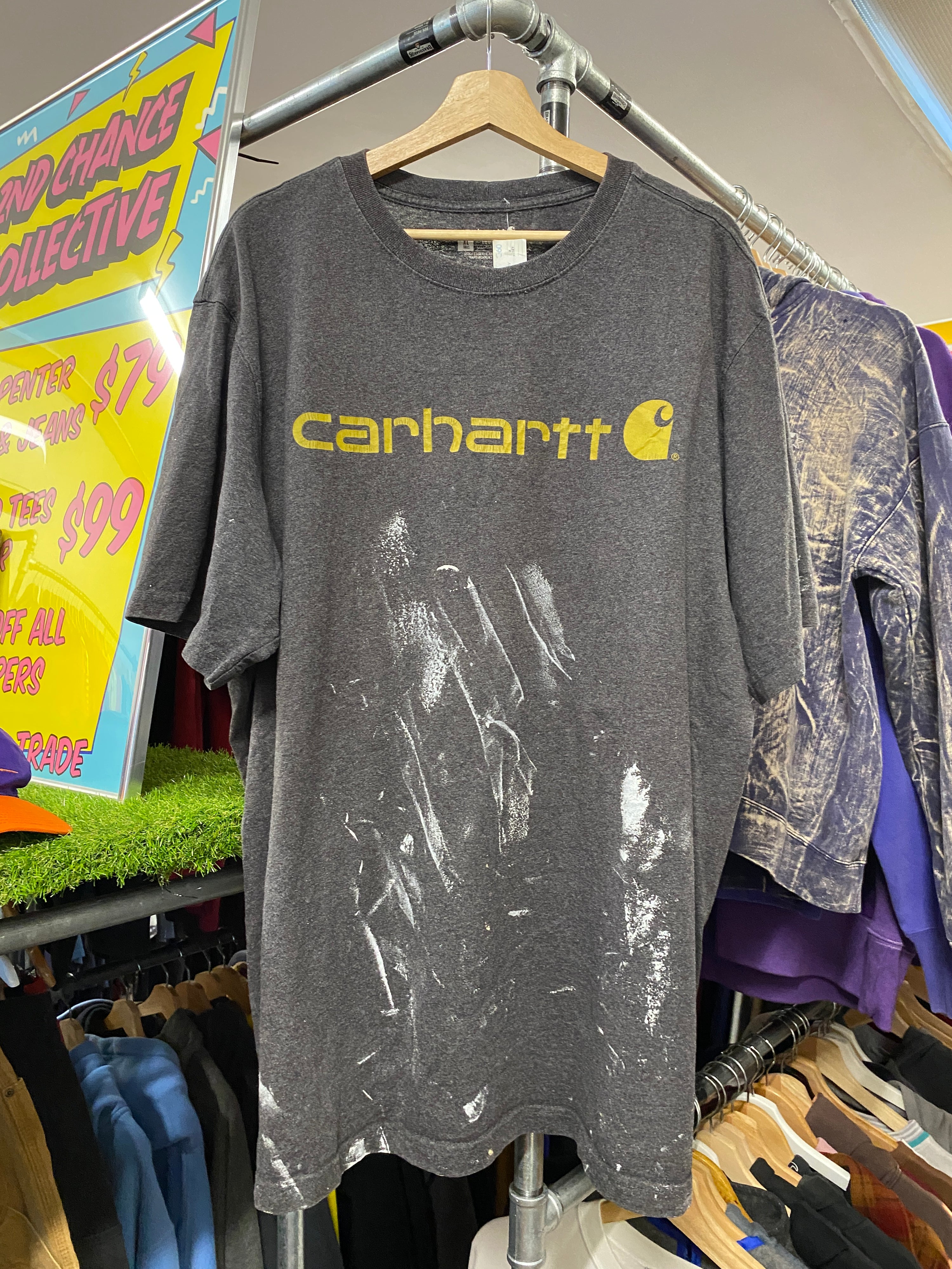 XL - Carhartt Graphic Tee Grey Paint Marks