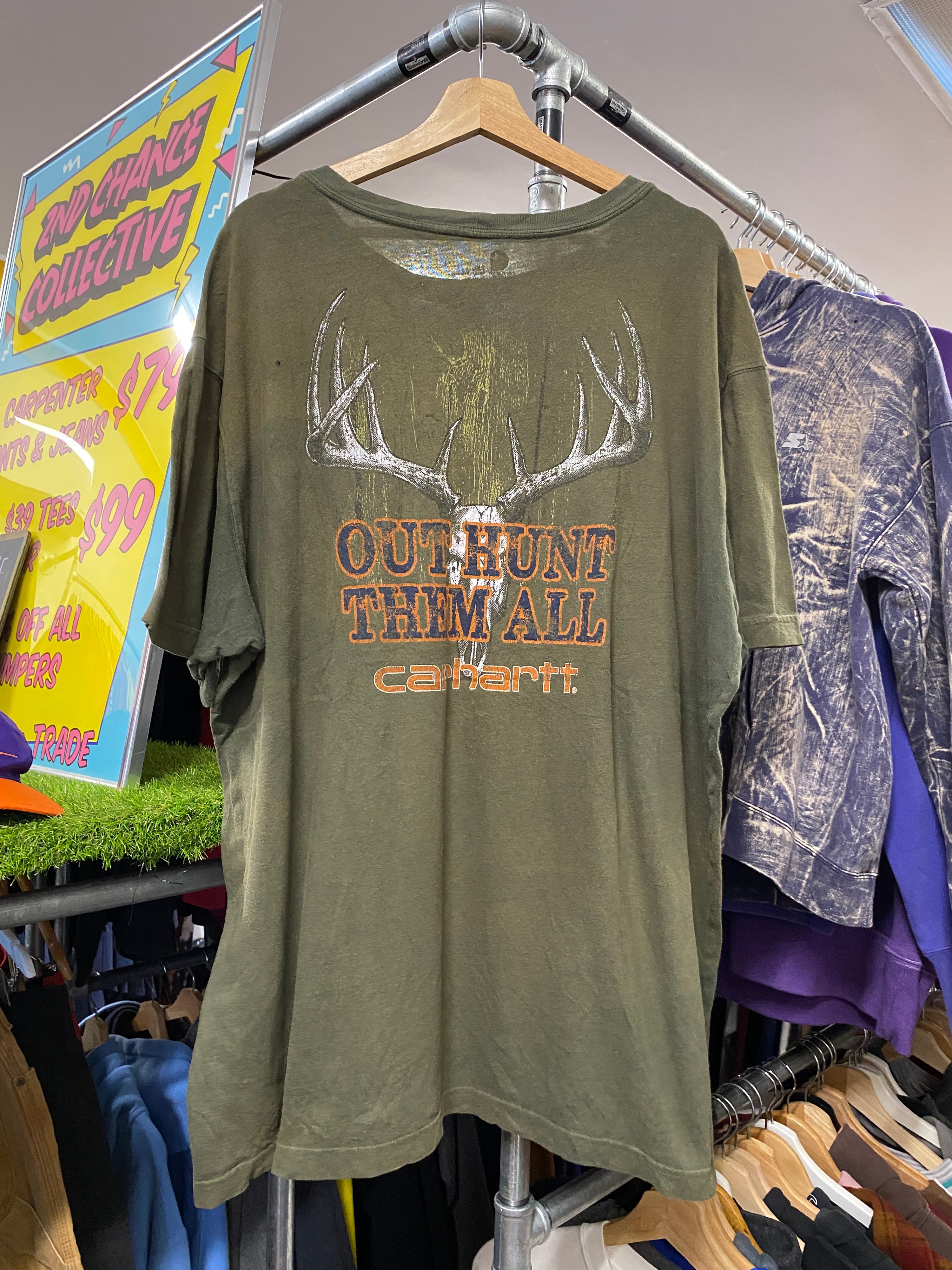 2XL - Carhartt Faded Green Pocket Tee