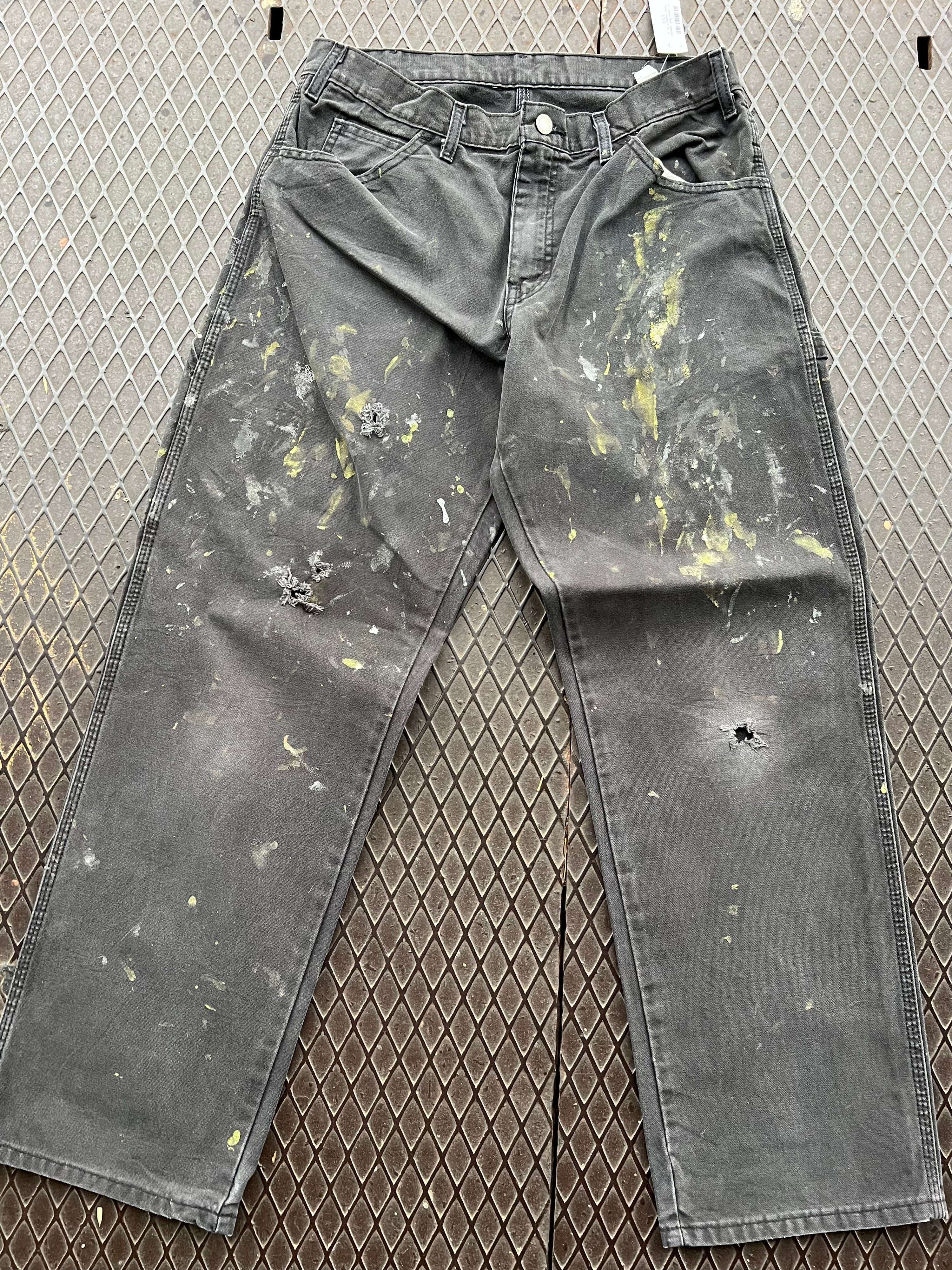 32 - Dickies Black Carpenter Pants Thrashed P118