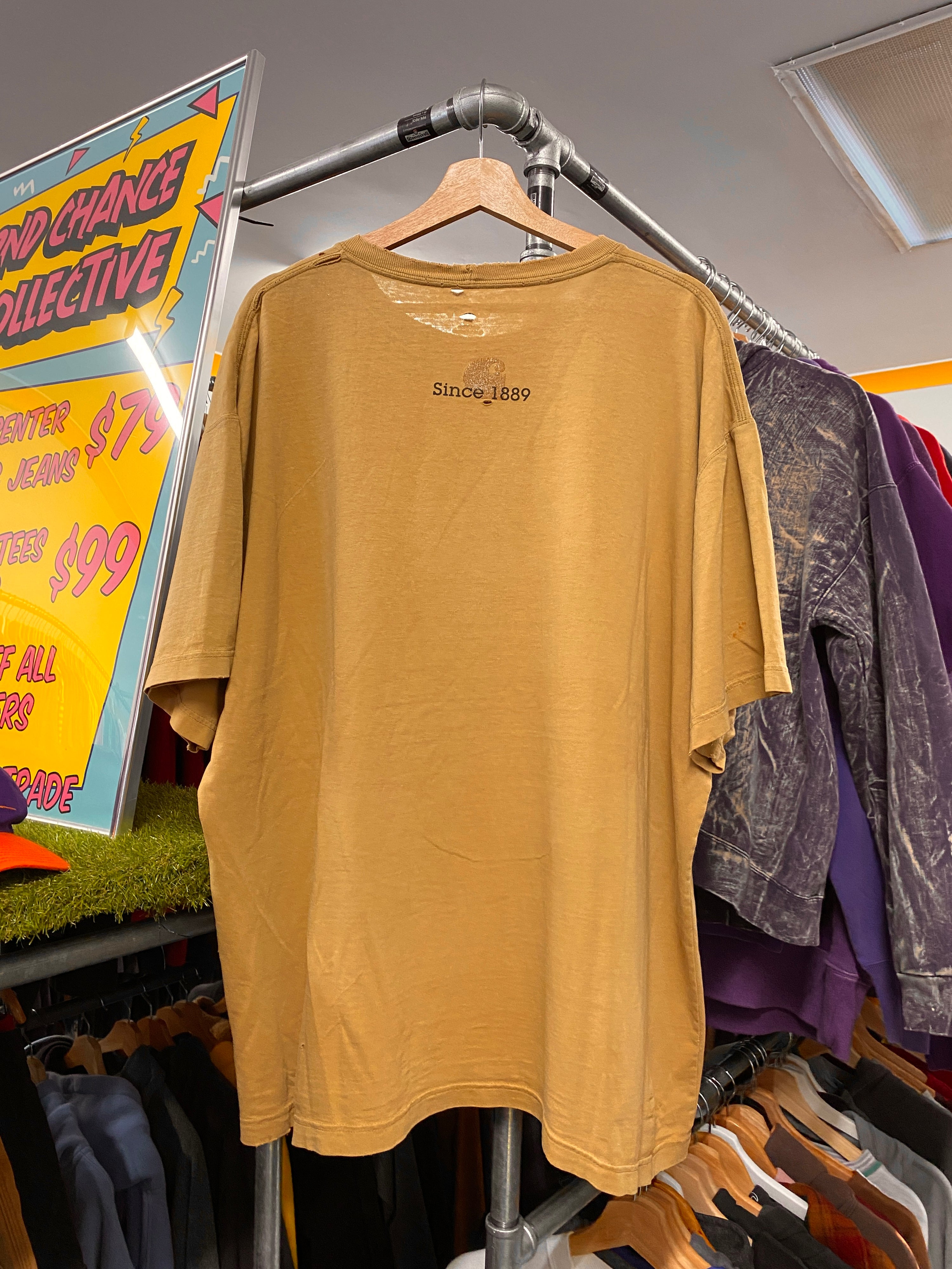 XL - Carhartt Thrashed Shadow Spellout Khaiki DS Tee