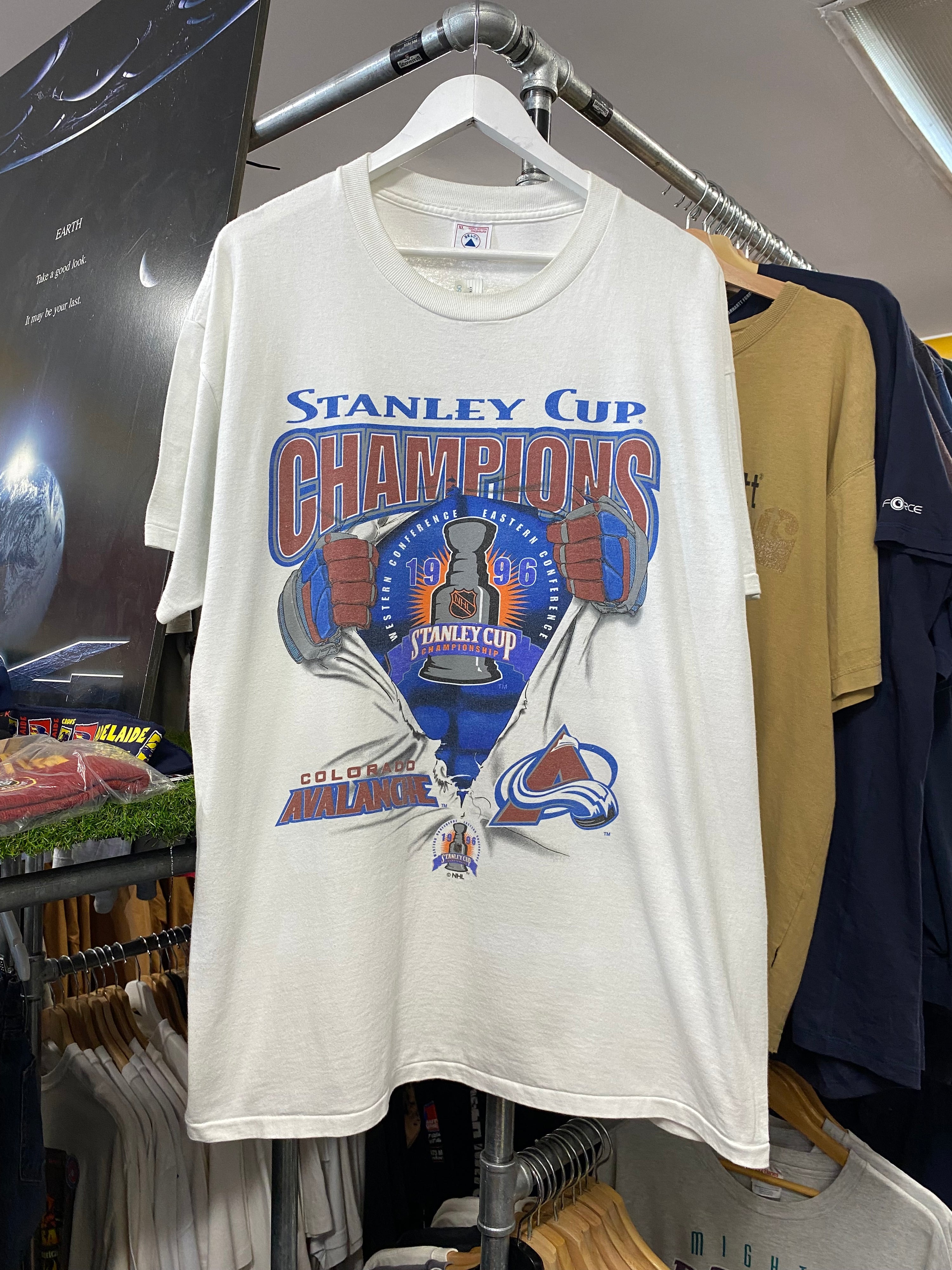 XL - 1996 Colorado Avalanche Stanley Cup NHL Champions White Tee