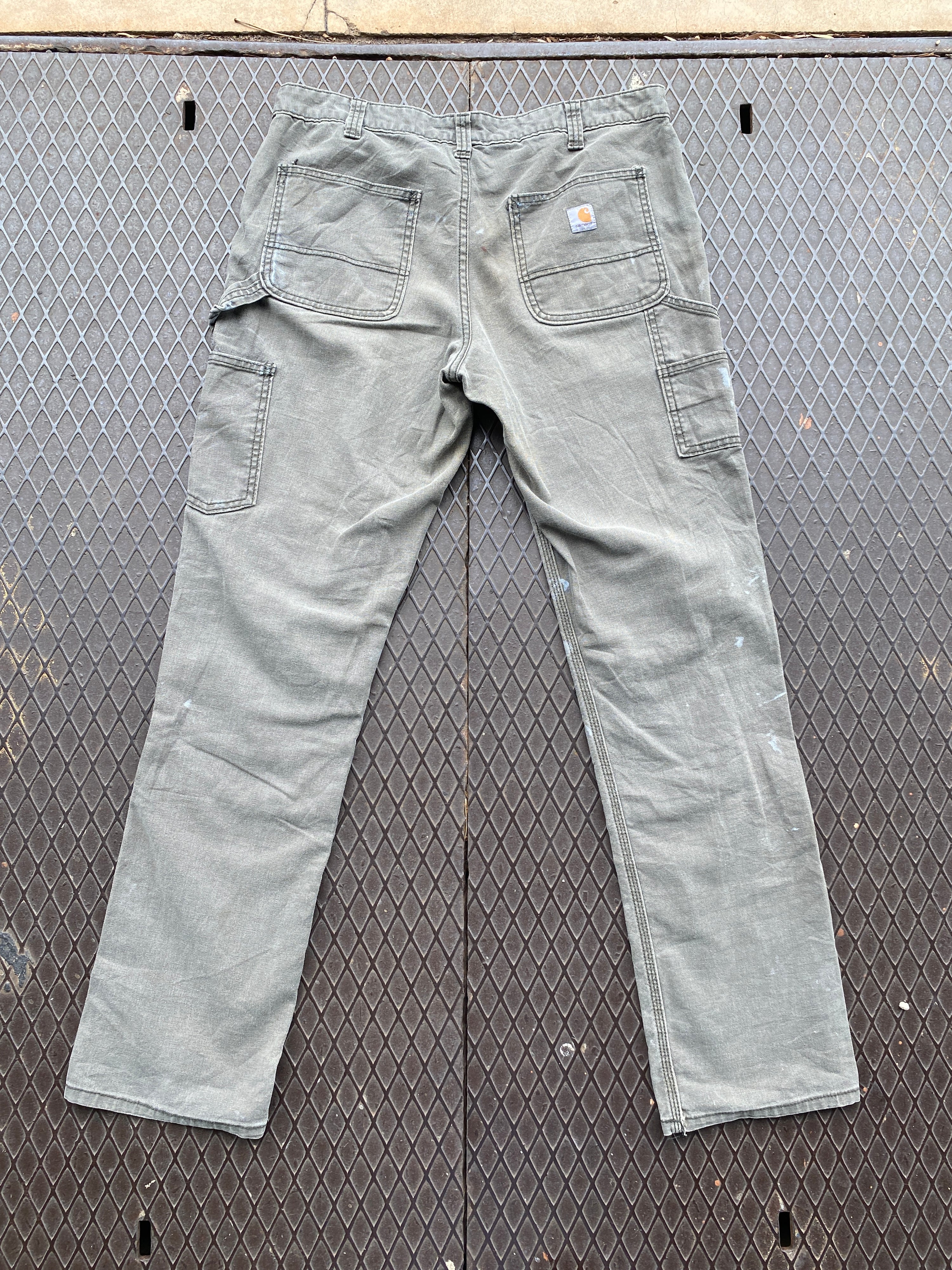 32 - Thrashed Green Carhartt Double Knees 32x32