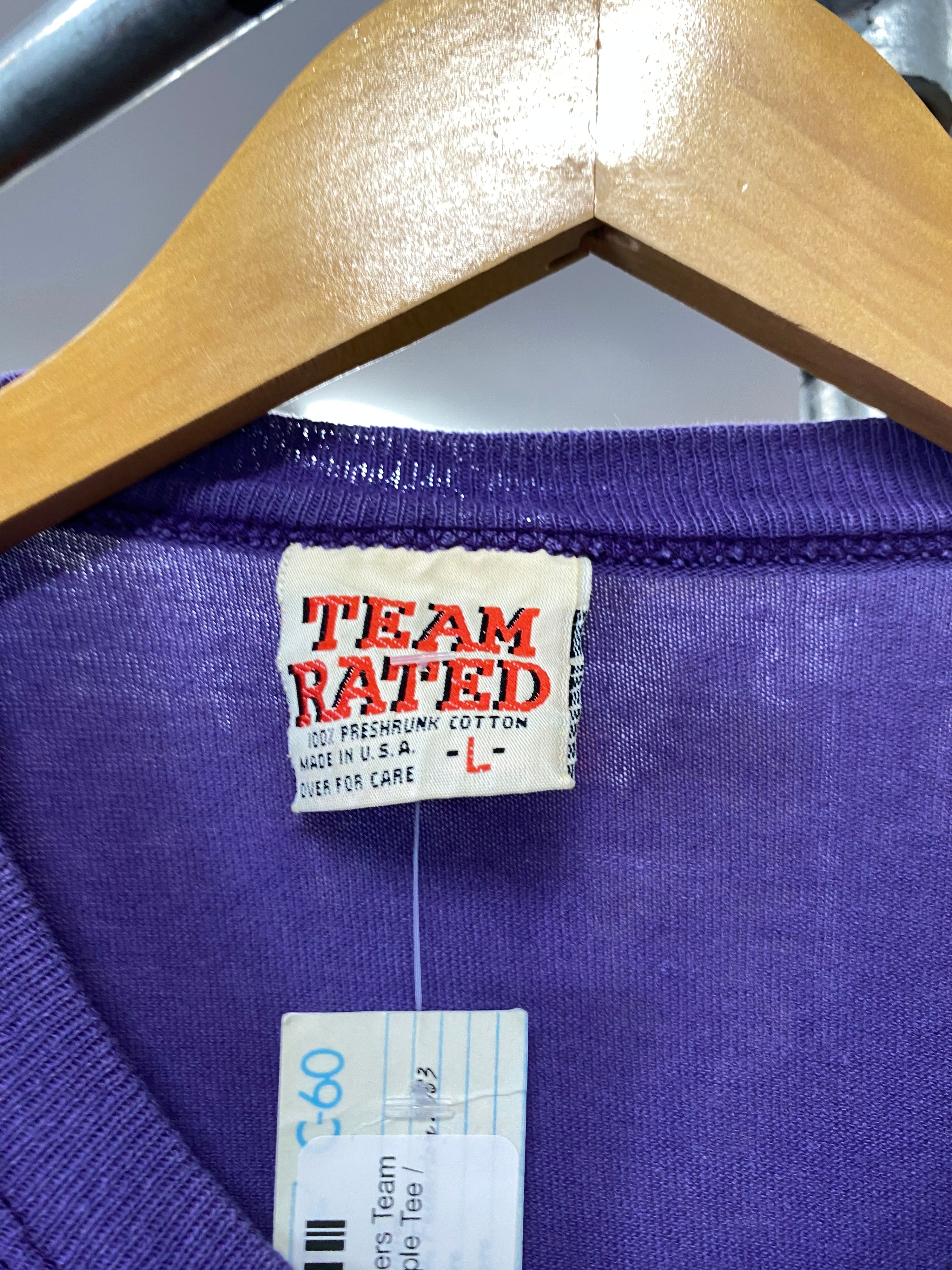 L - 1992 Los Angeles Lakers Team Rated Stich Graphic Purple Tee