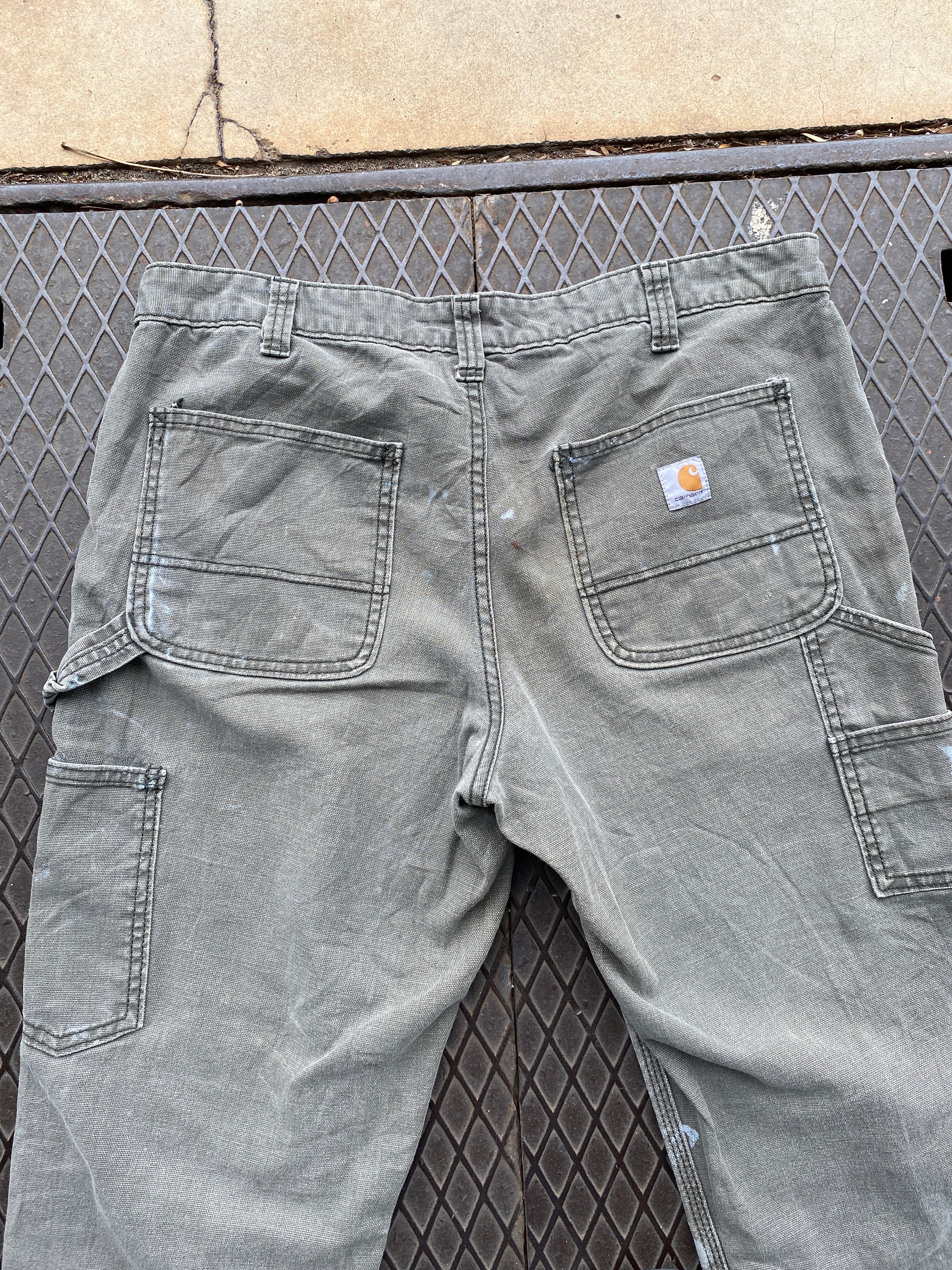 32 - Thrashed Green Carhartt Double Knees 32x32