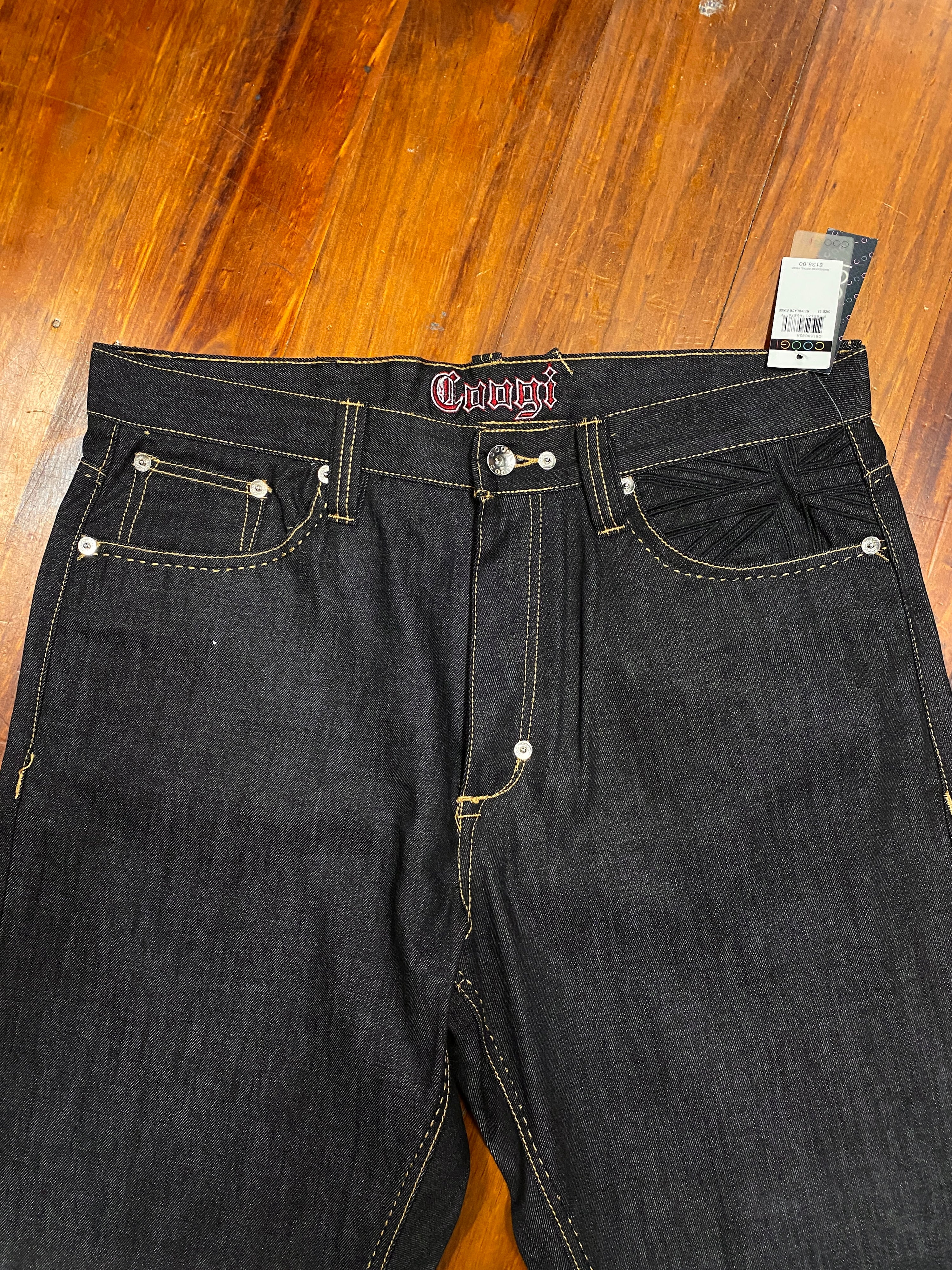 38 - Coogi Heritage Black Denim Baggy Jeans 38x34