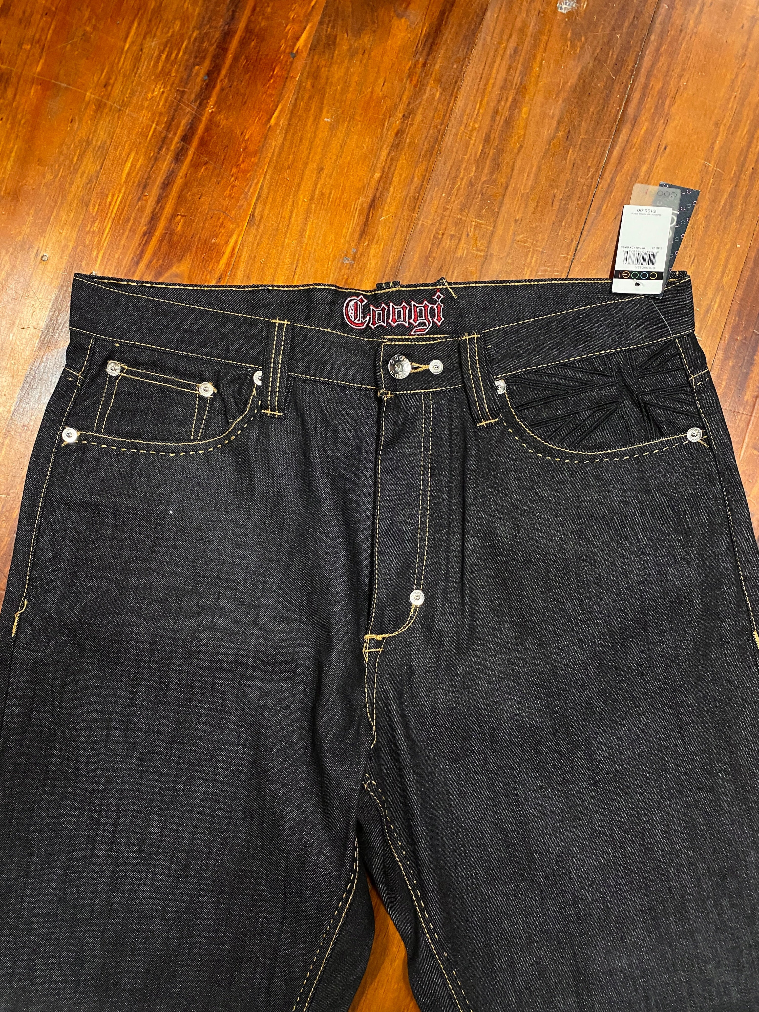 38 - Coogi Heritage Black Denim Baggy Jeans 38x34