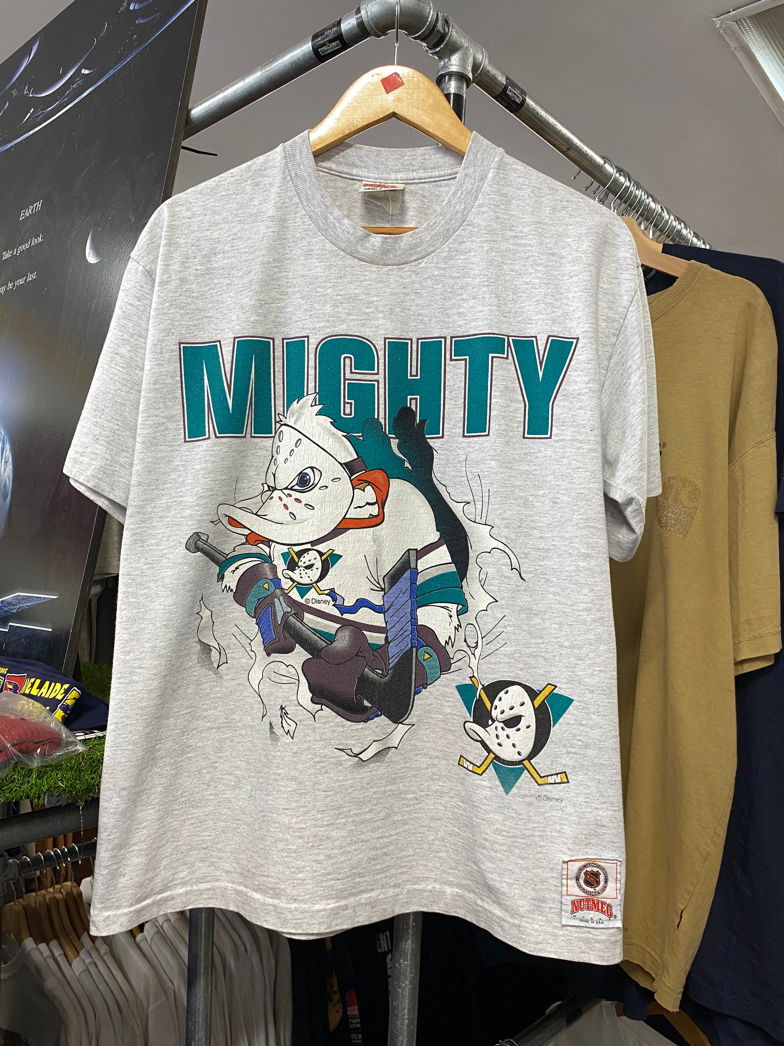 L - 1990s Mighty Ducks Heavyweight Double Sided Grey Tee