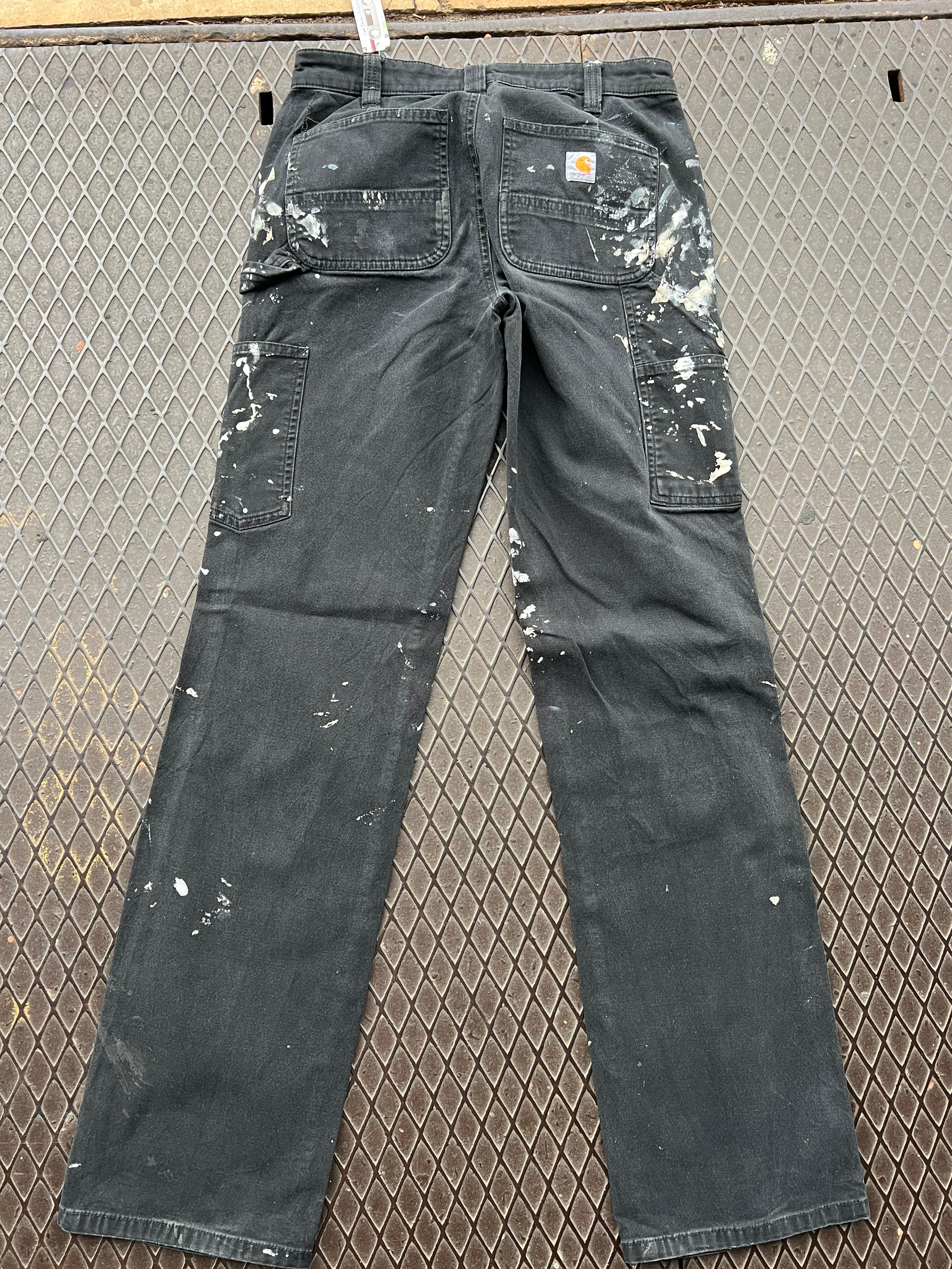 26 - Carhartt Black Carpenter Pants Heavy Paint Marks P120