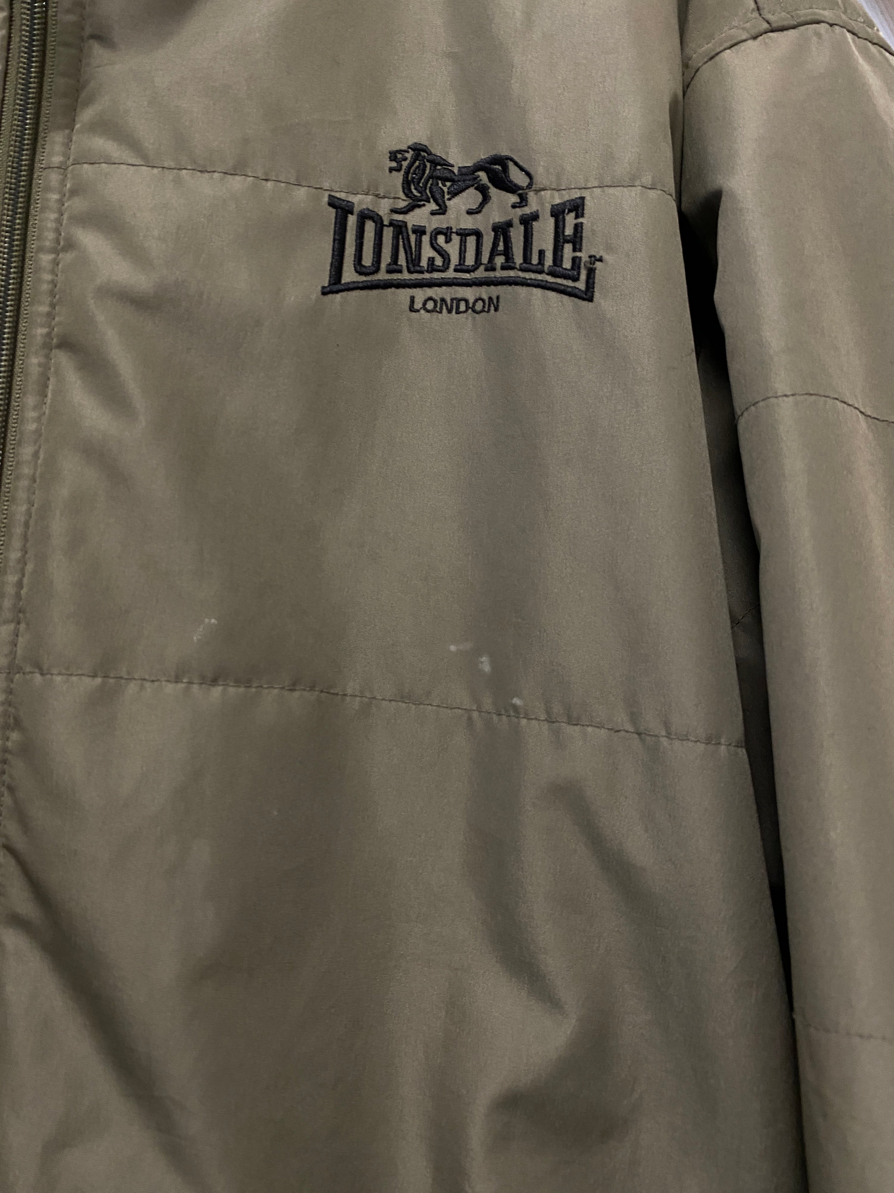 XL - 2000s Lonsdale Embroidered Olive Zip Up Jacket