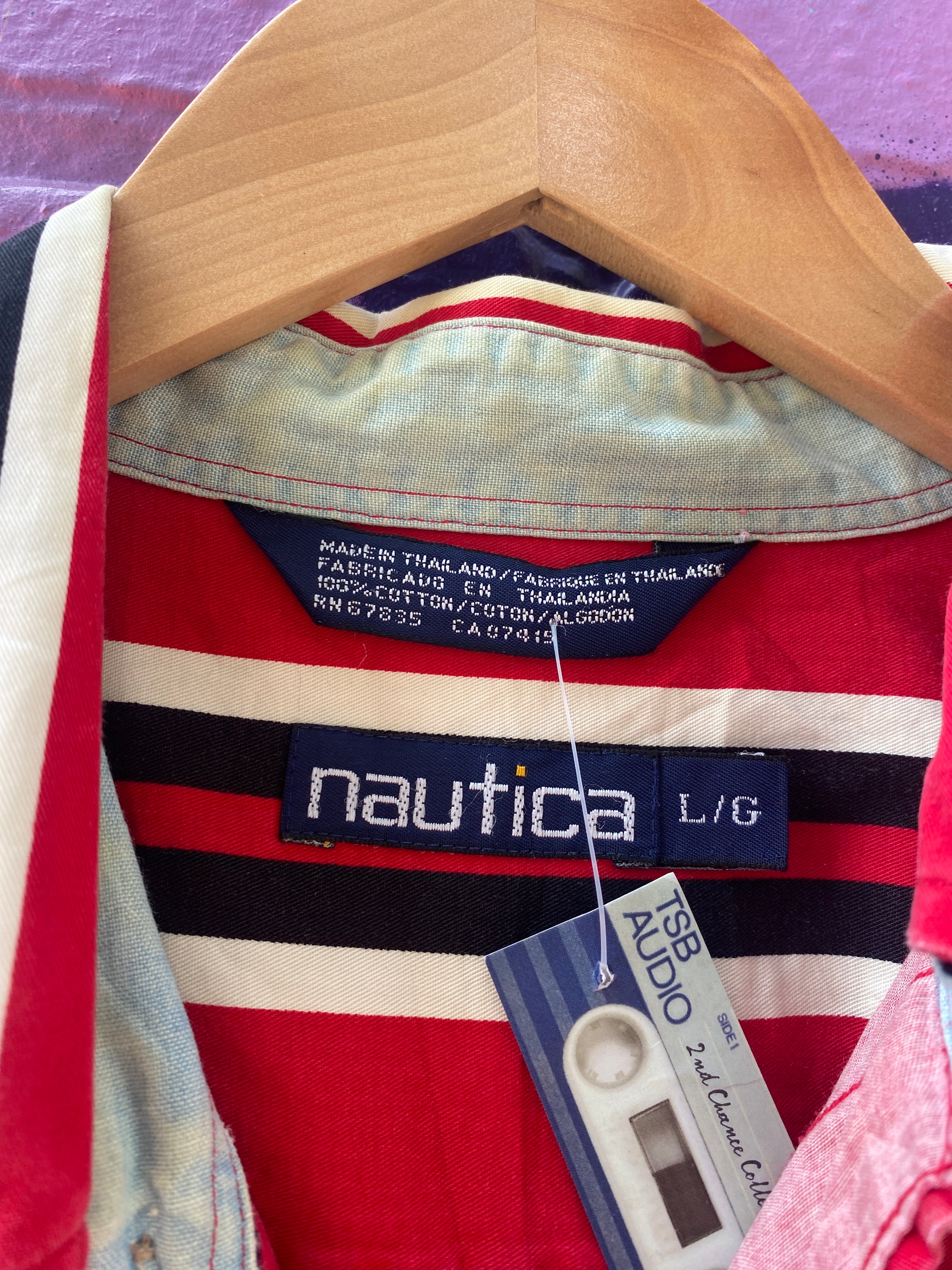 L - Nautica Bright Striped LS Button Up