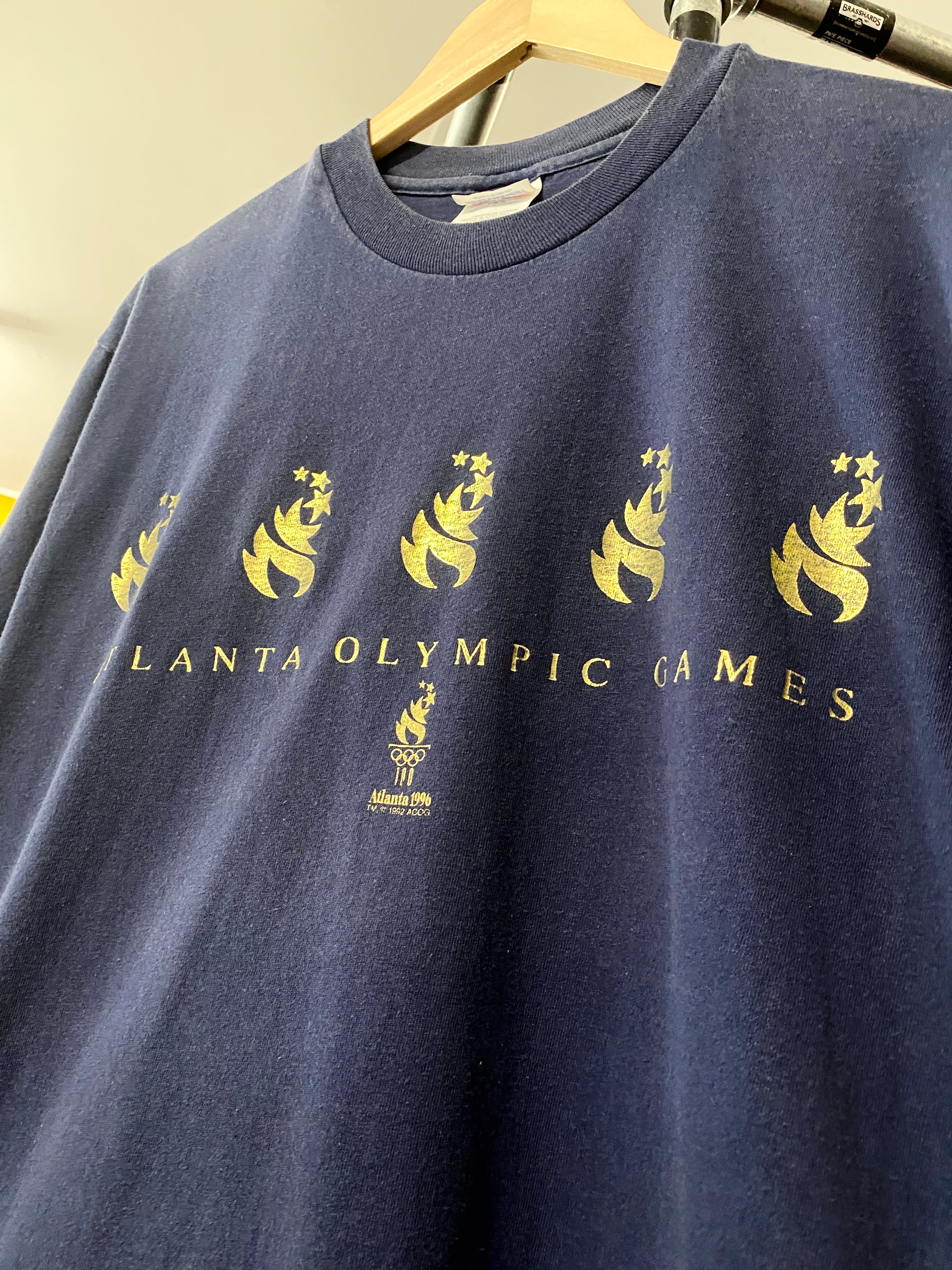 M - 1996 Atlanta Olympic Games 5 Gold Torch Blue Tee
