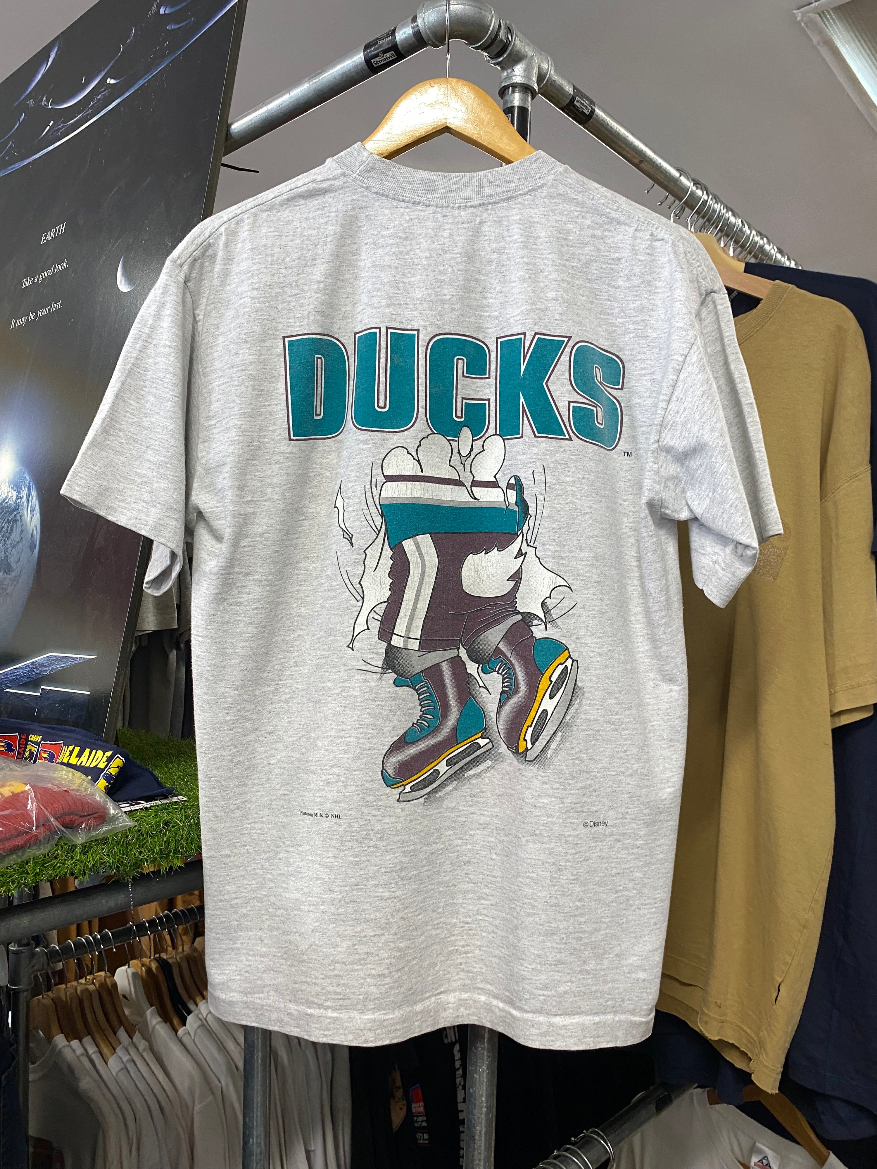 L - 1990s Mighty Ducks Heavyweight Double Sided Grey Tee