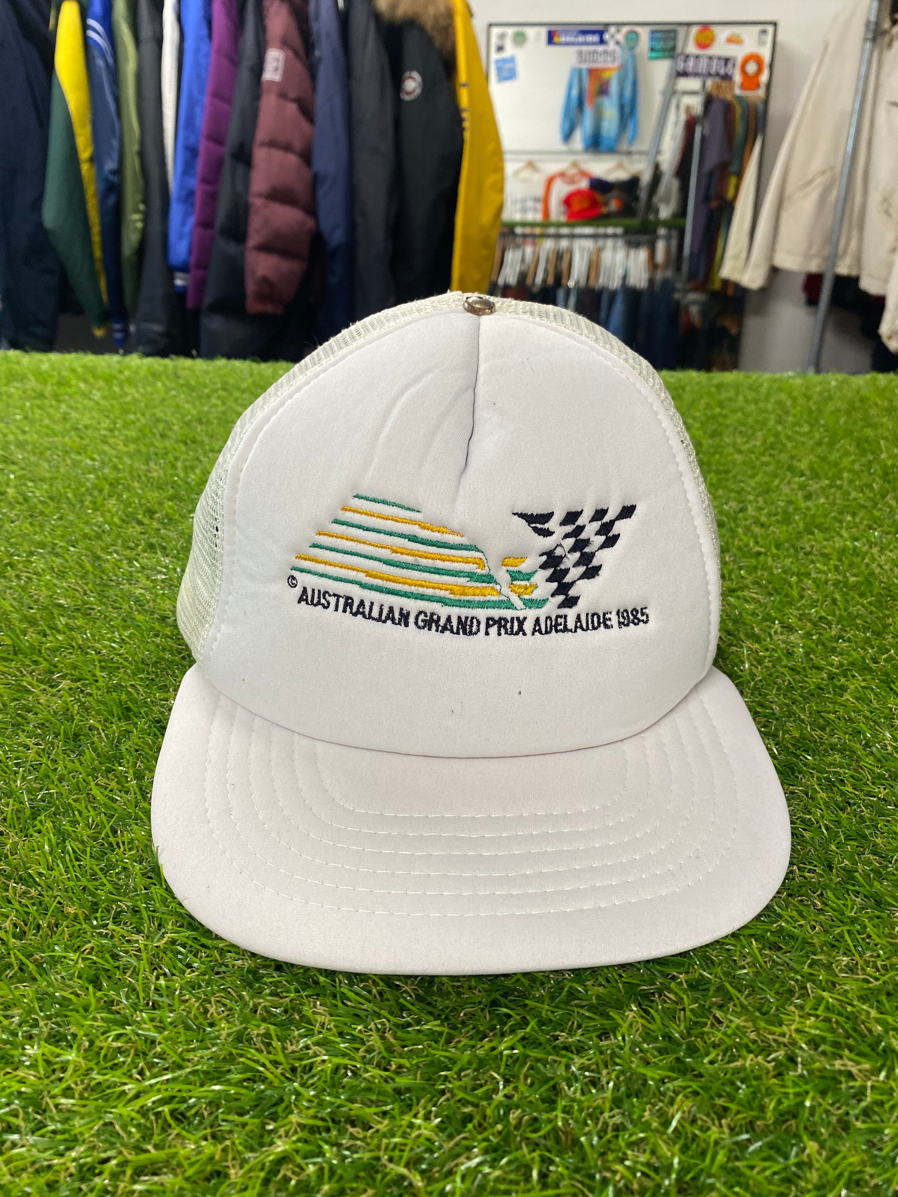 1985 Australian Formula 1 Grand Prix White Trucker Hat
