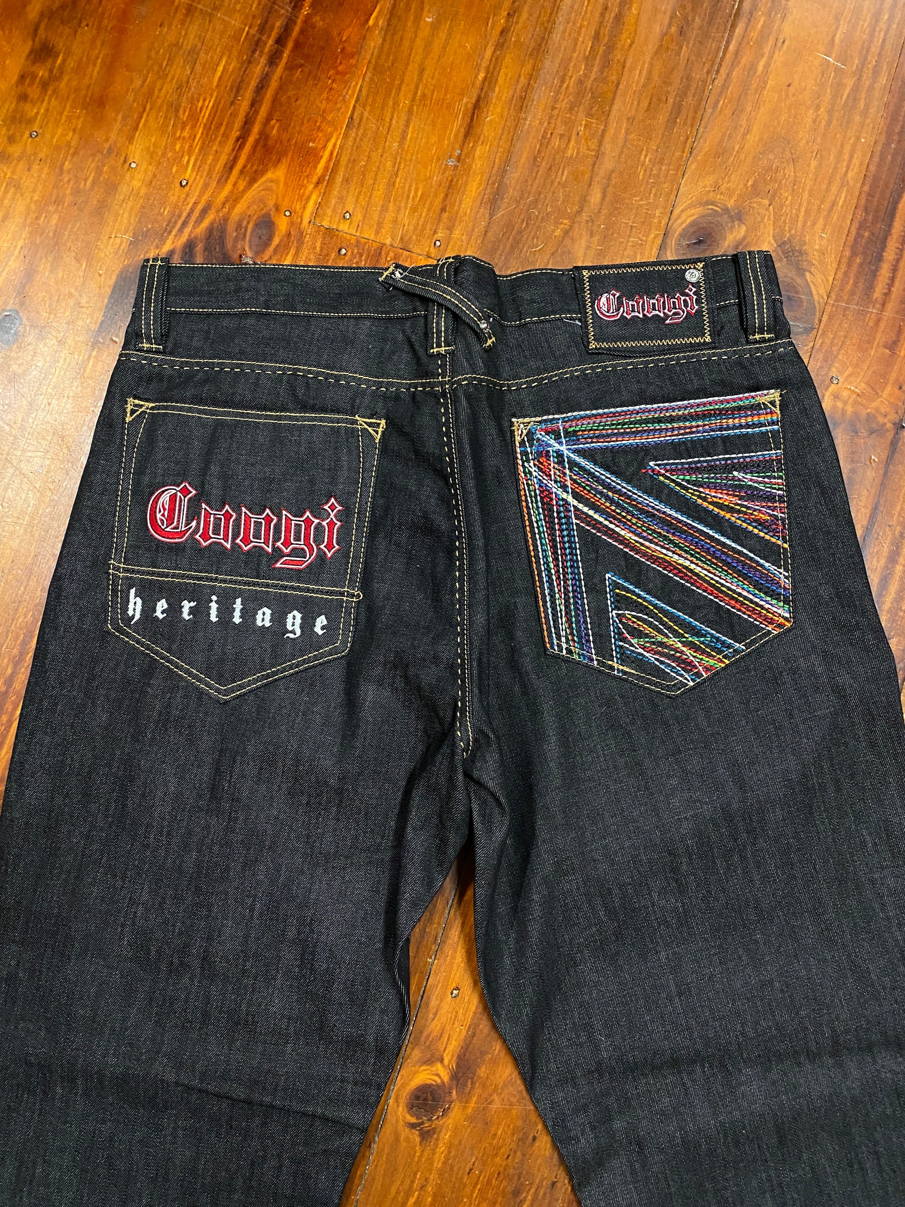 38 - Coogi Heritage Black Denim Baggy Jeans 38x34