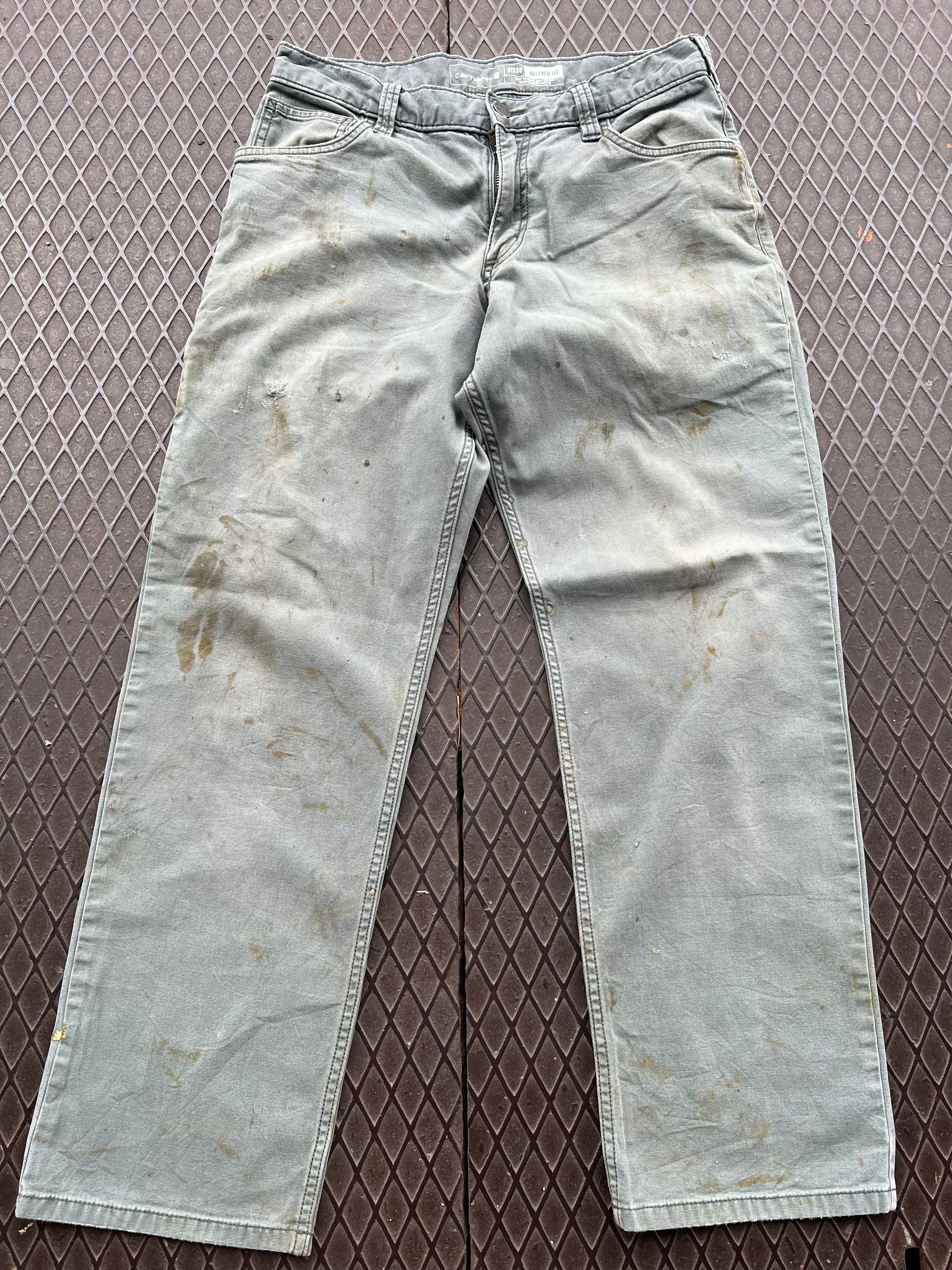 31 - Carhartt Green Relaxed Fit Pants Heavy Marks P106