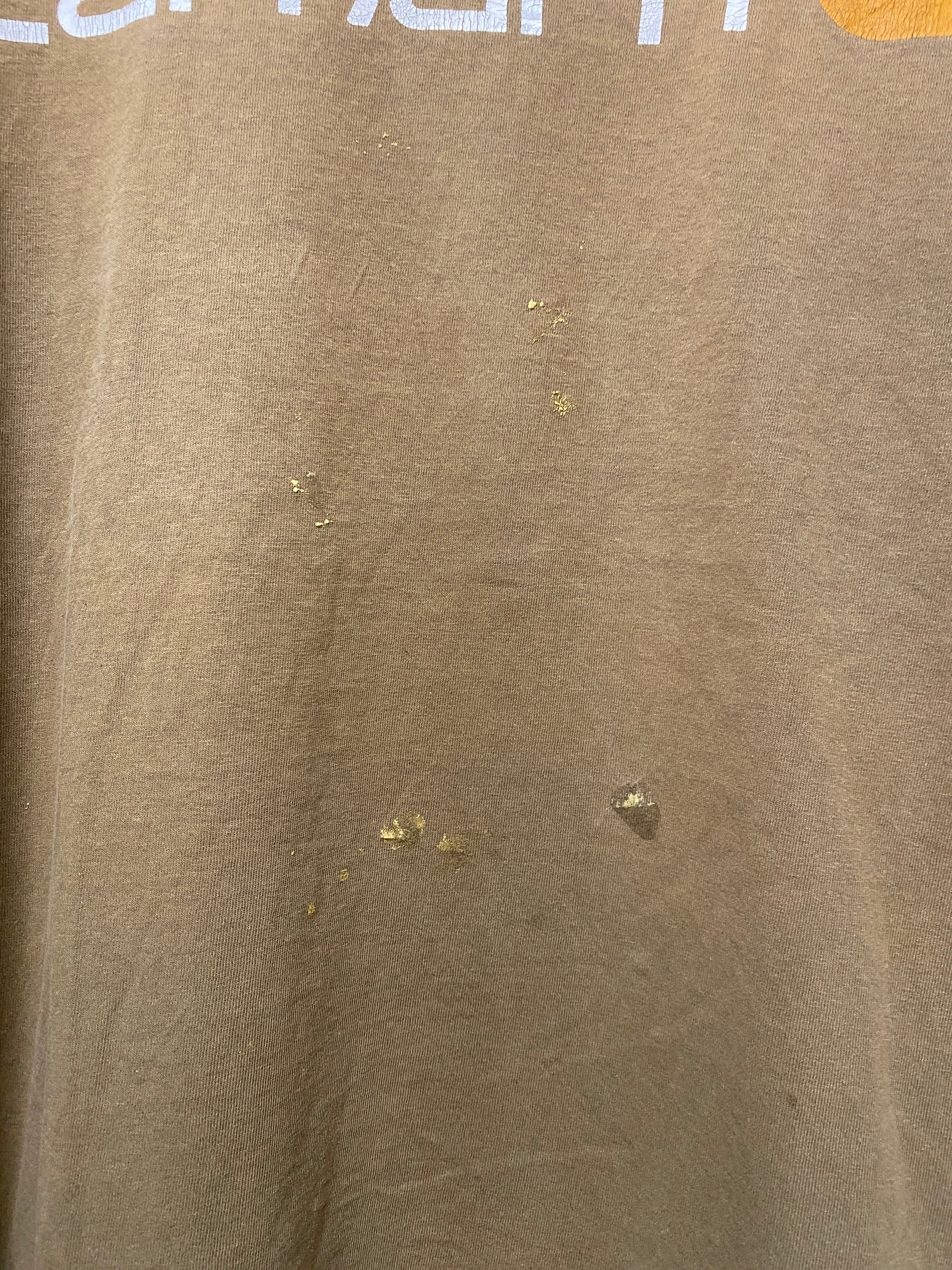 L - Carhartt Thrashed Olive Green Spellout Tee