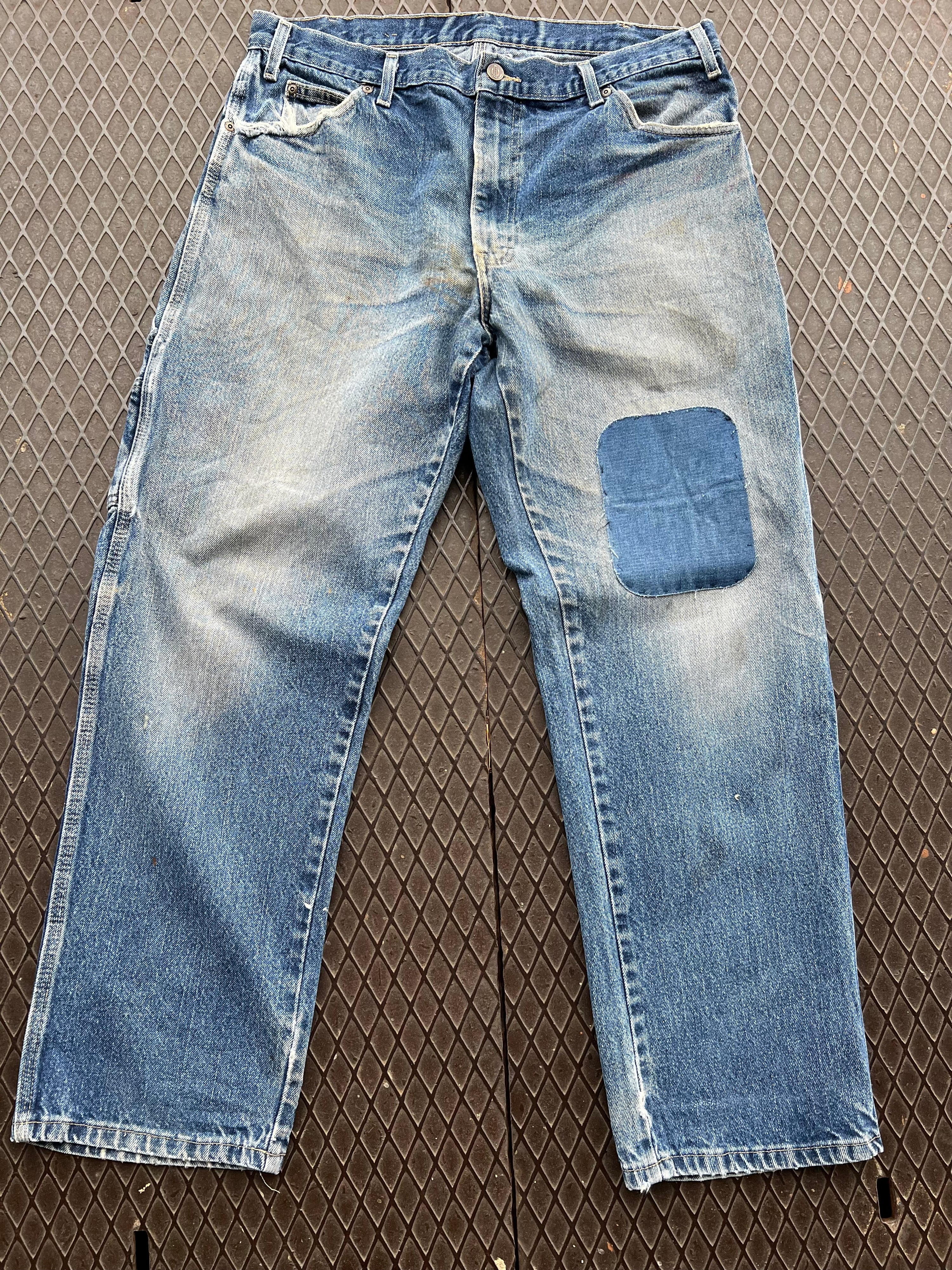 34/36 - Dickies Denim Carpenter Pants Patched Front P112