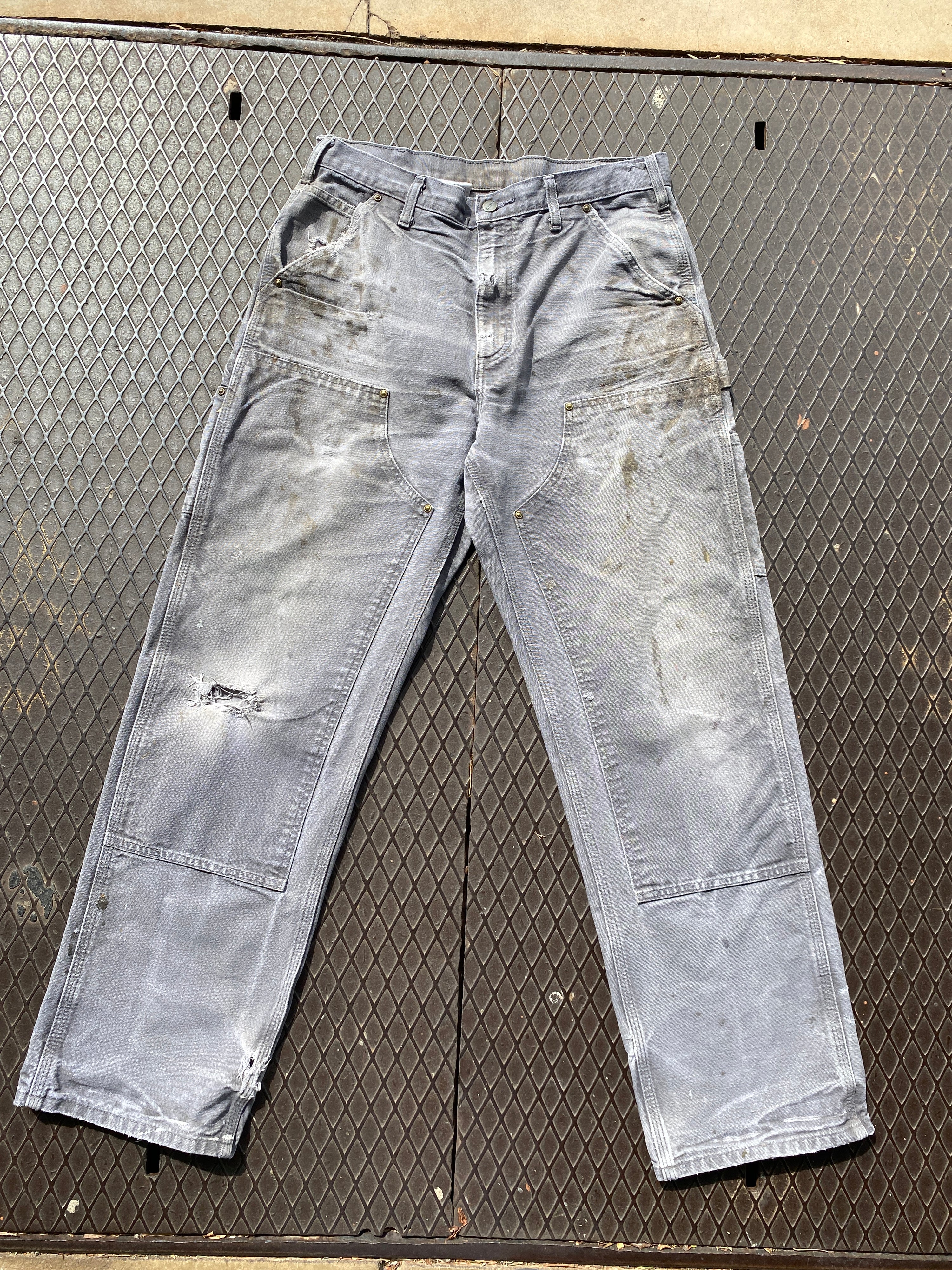 33 - Carhartt Double Knees Grey Heavily Marked