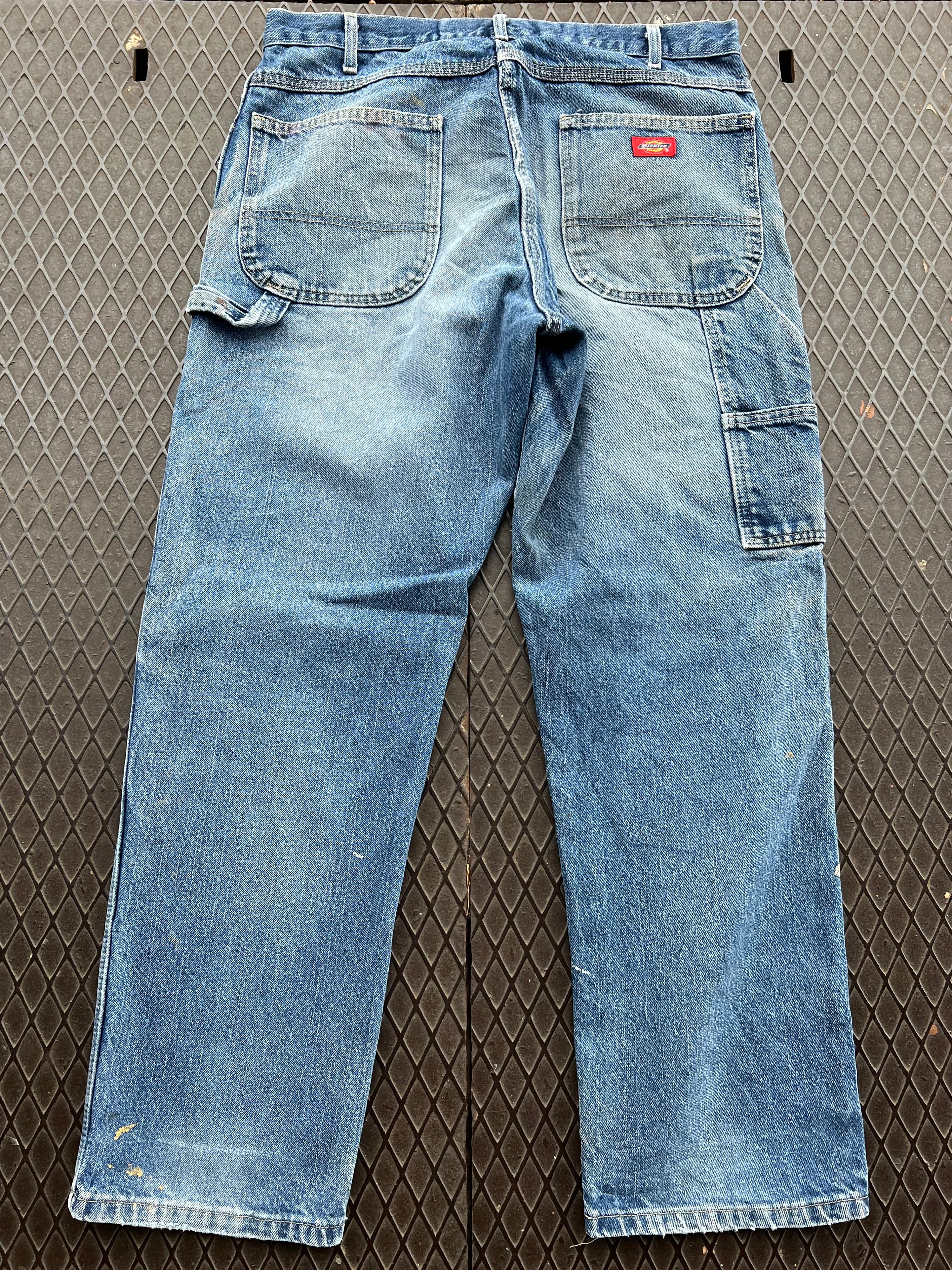 34/36 - Dickies Denim Carpenter Pants Patched Front P112