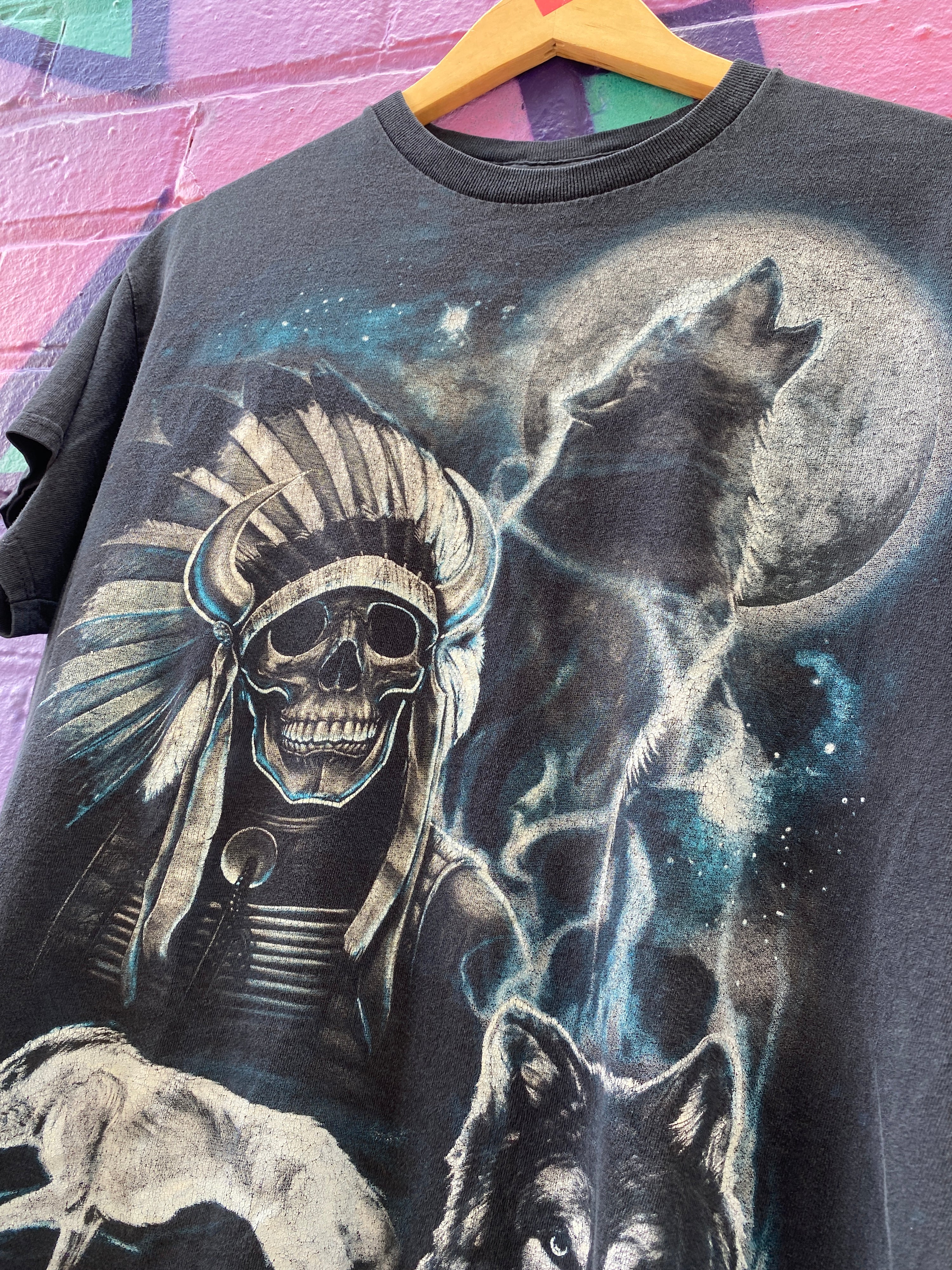 M - Wolves And Native American Skeleton