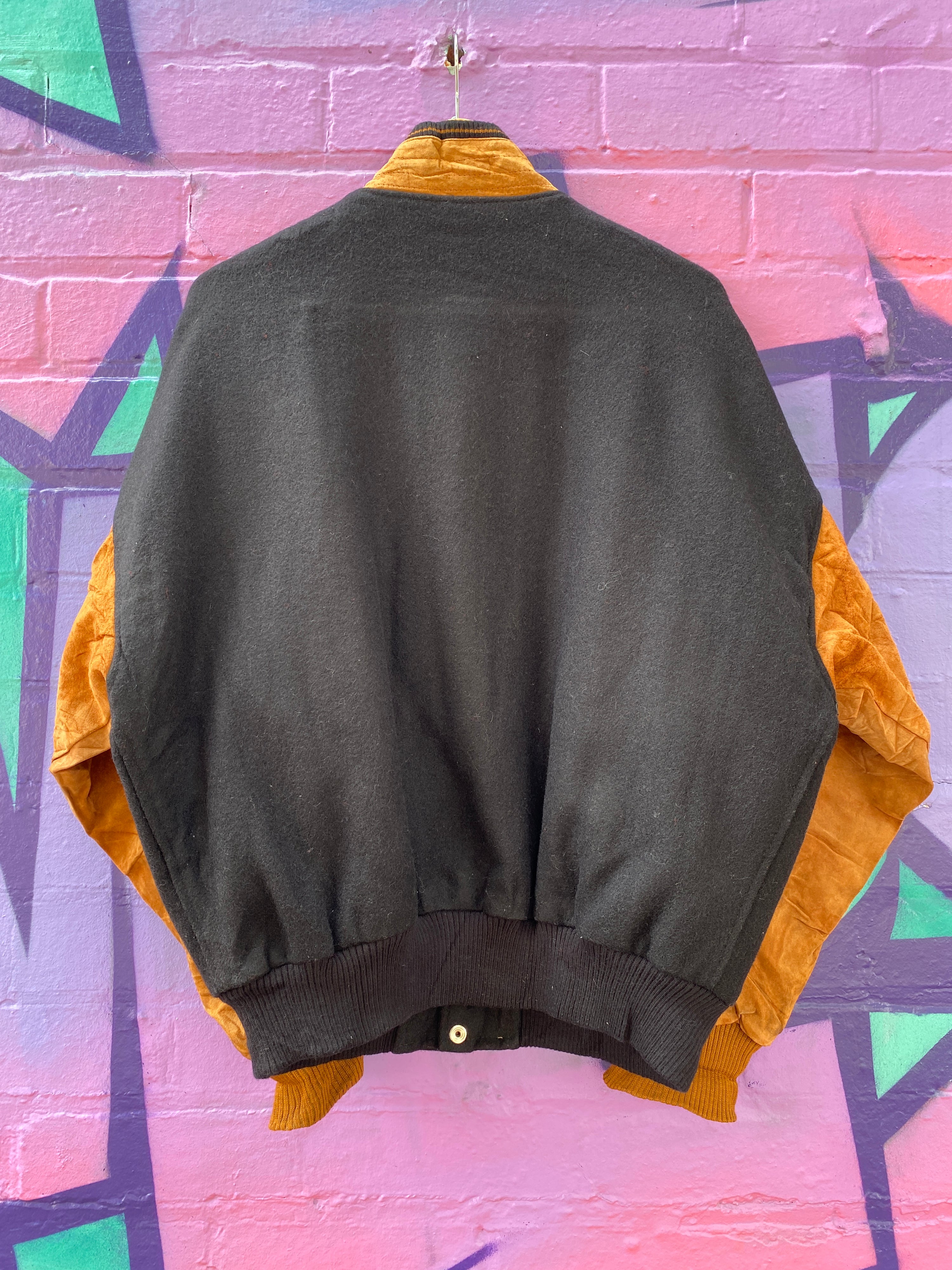 L - Vintage 'RMCAO' Varsity Jacket Black/Brown