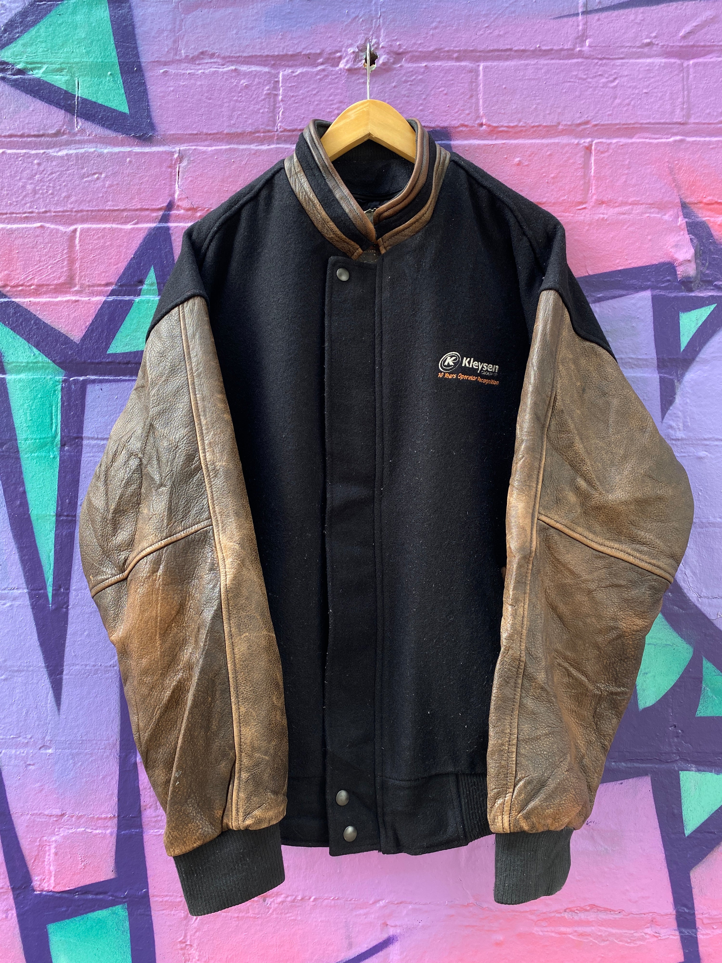 L - Vintage 'Kleysen' Varsity Jacket Black/Brown