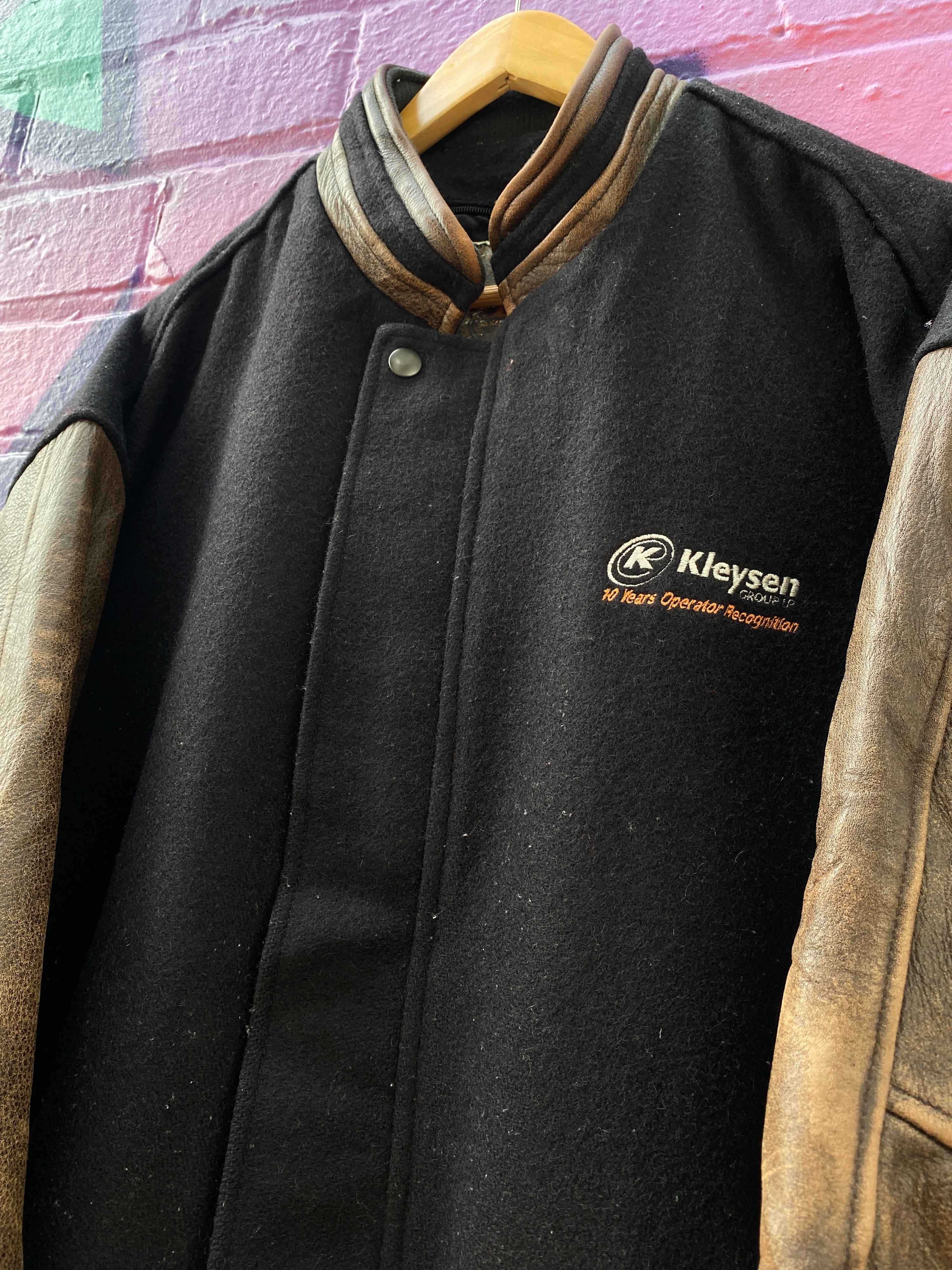 L - Vintage 'Kleysen' Varsity Jacket Black/Brown