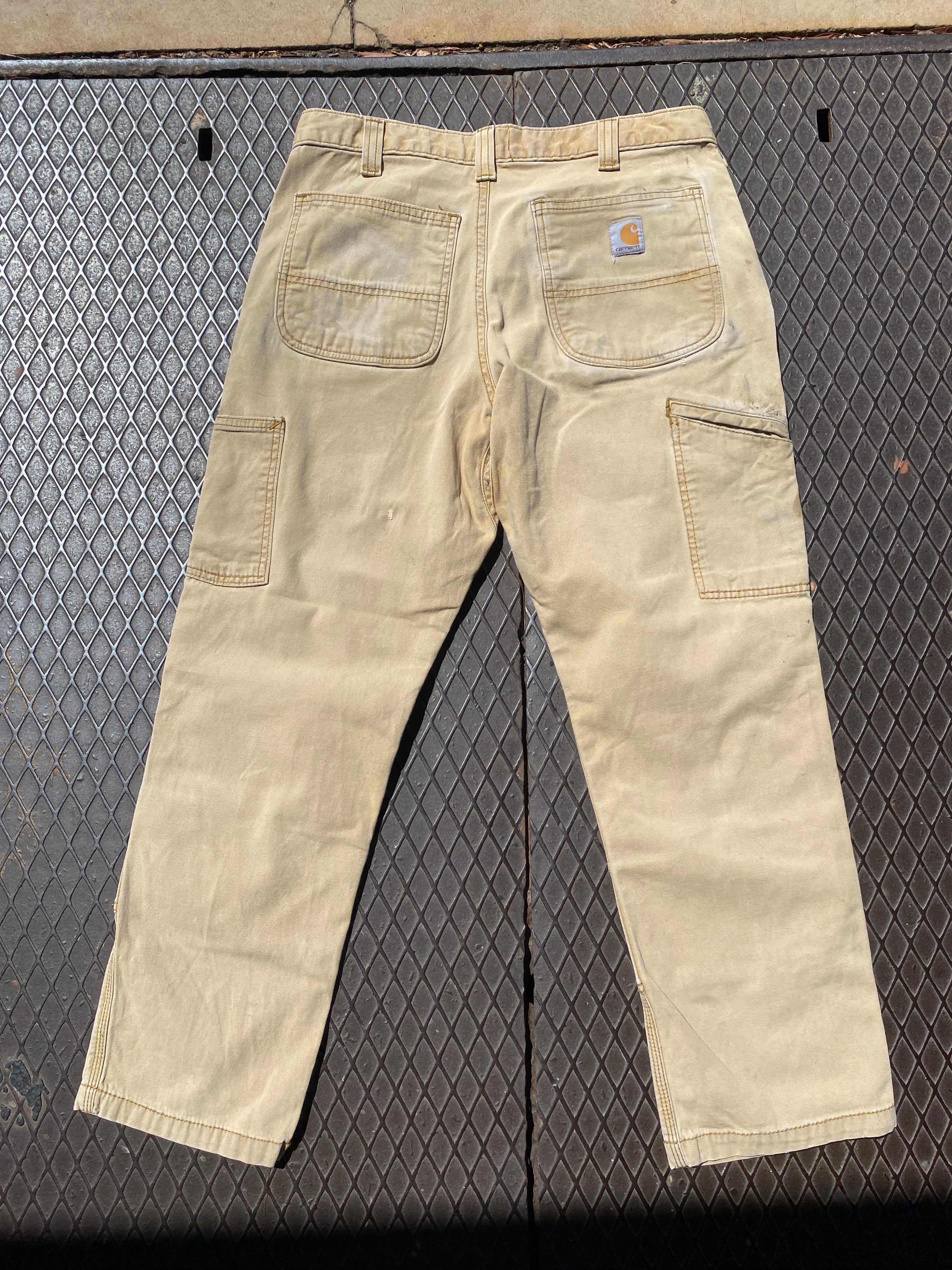32x30 - Carhartt Double Knees Beige Heavily Worn