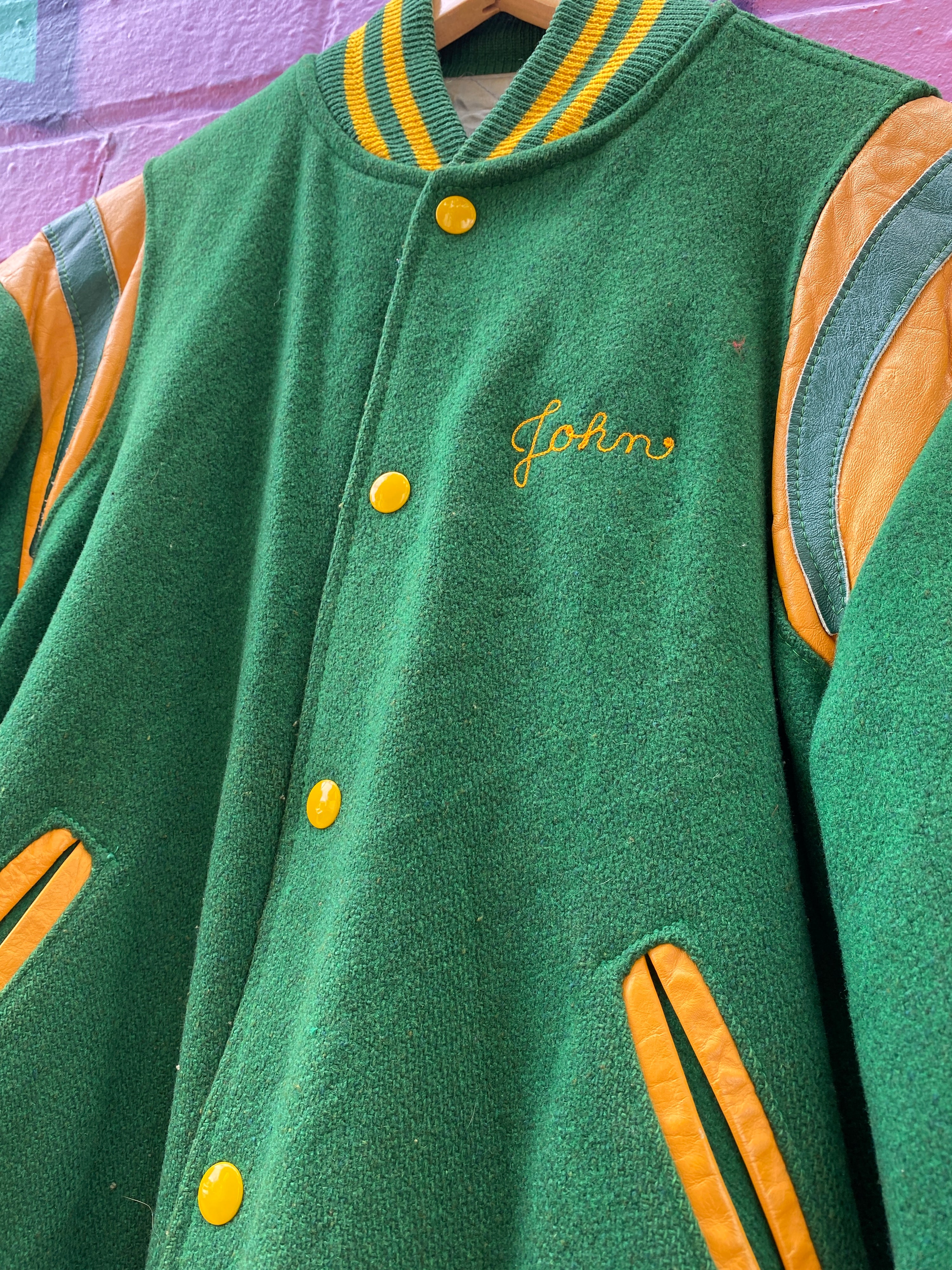M - Vintage 'Bishop Flaget Panthers' Varsity Jacket Green