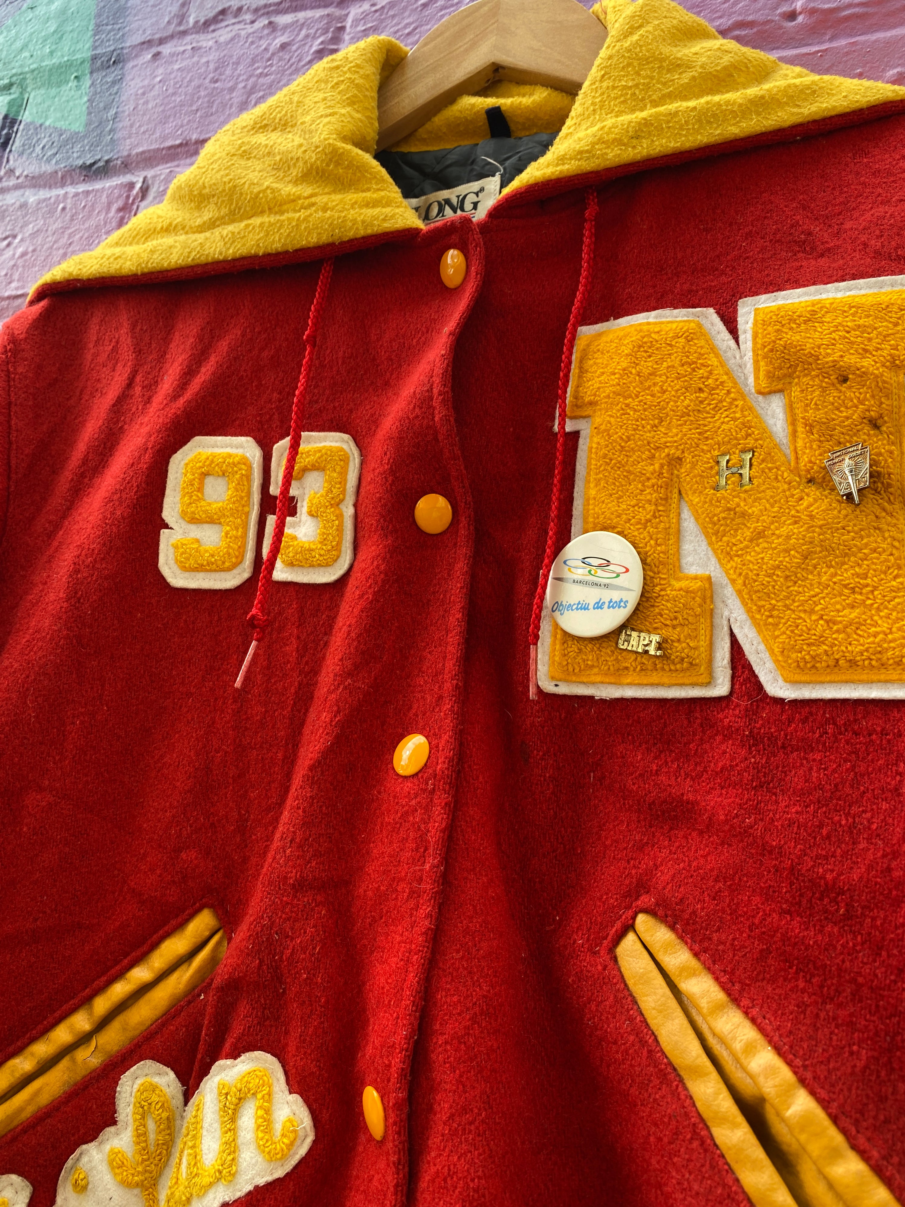 M - Vintage 1993 Colorado State Cheerleeder Varsity Jacket 'Meilan' with Badges