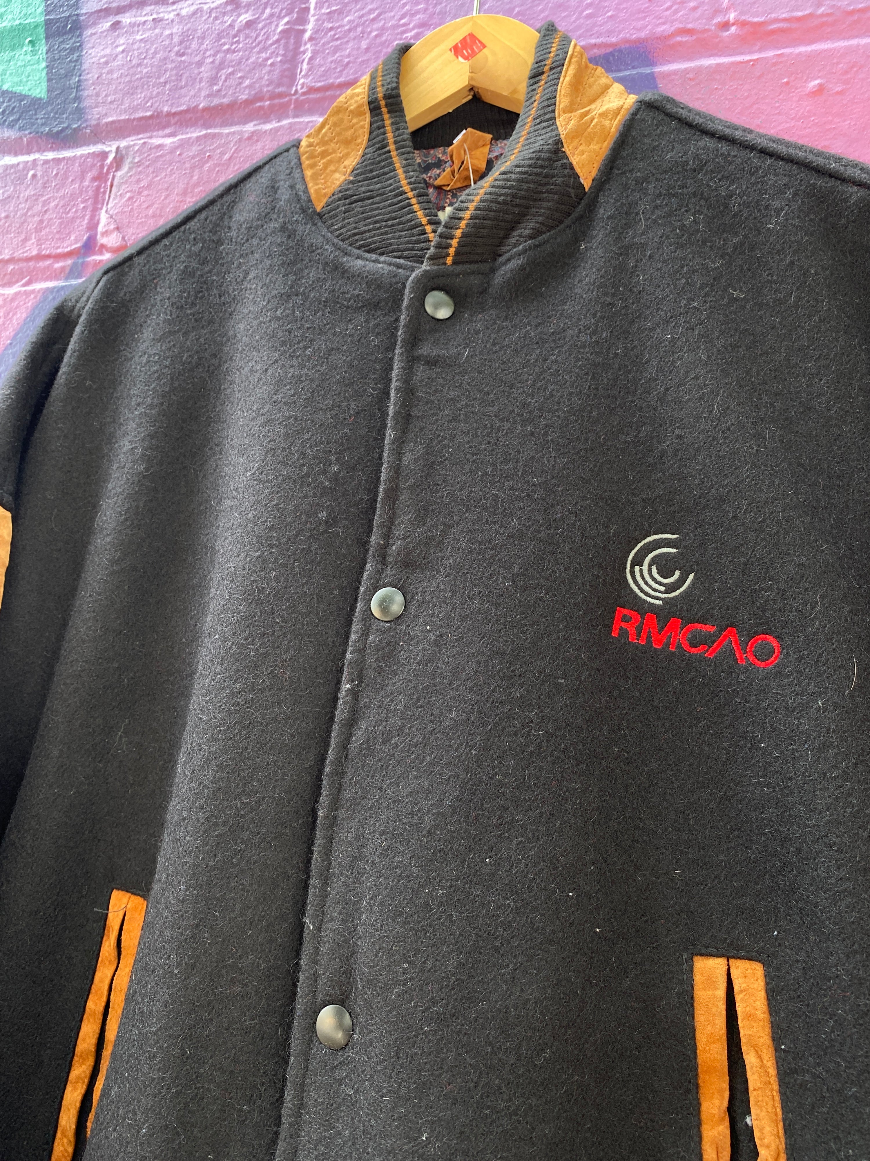 L - Vintage 'RMCAO' Varsity Jacket Black/Brown