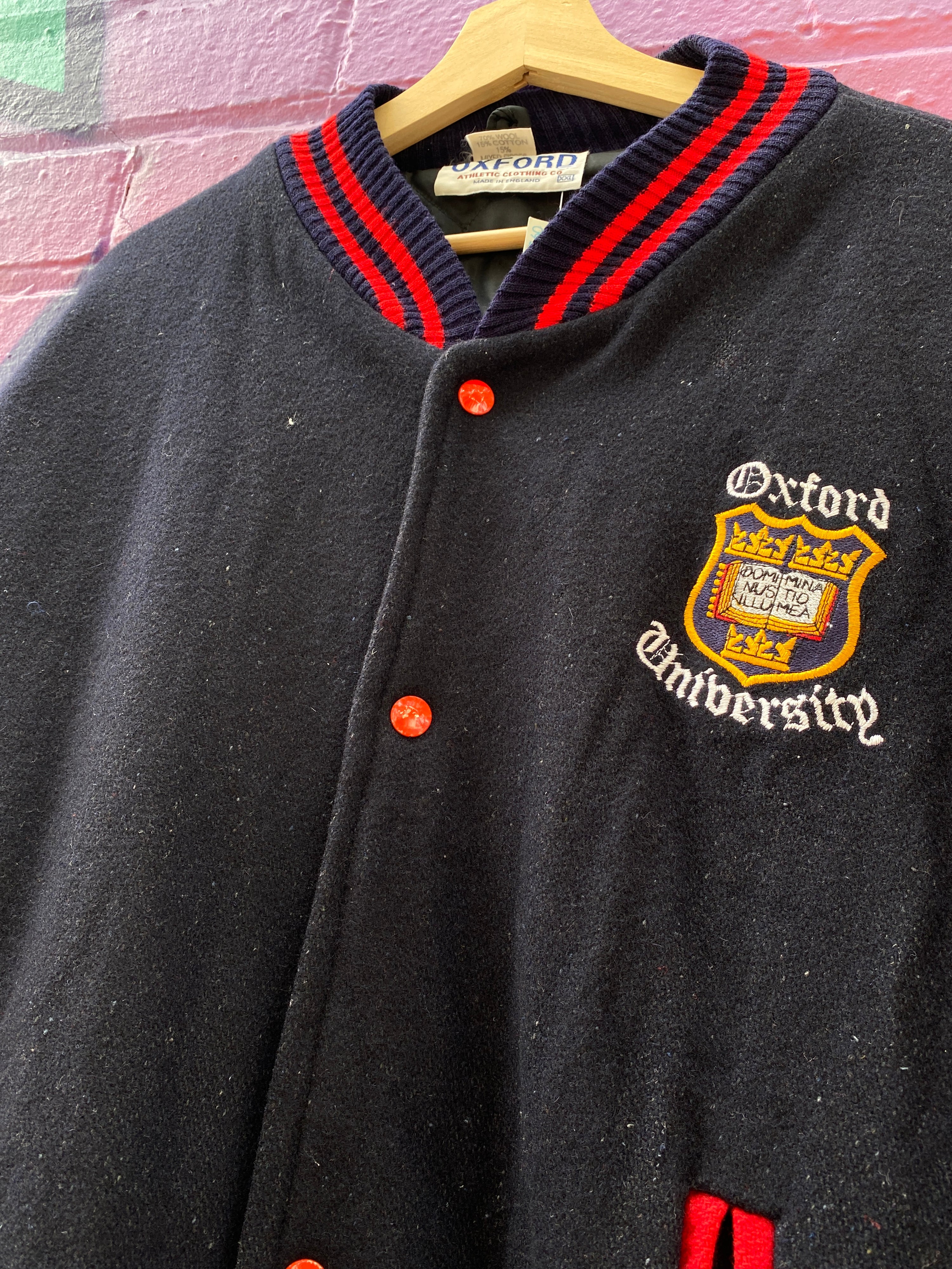 2XL - Oxford University Varsity Jacket Navy/Red