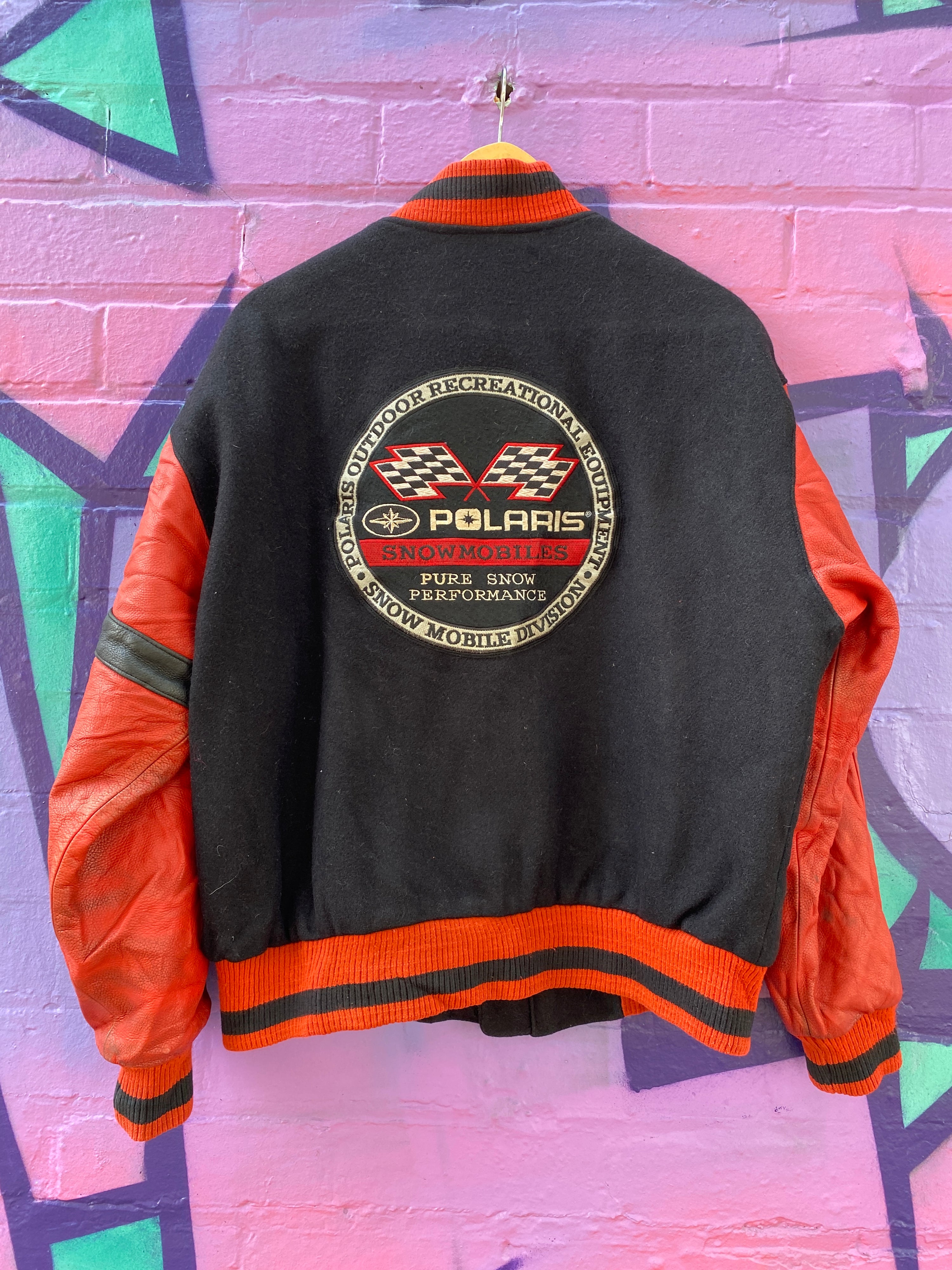 M - Vintage Polaris 'Backus Racing' Varsity Jacket Black/Red