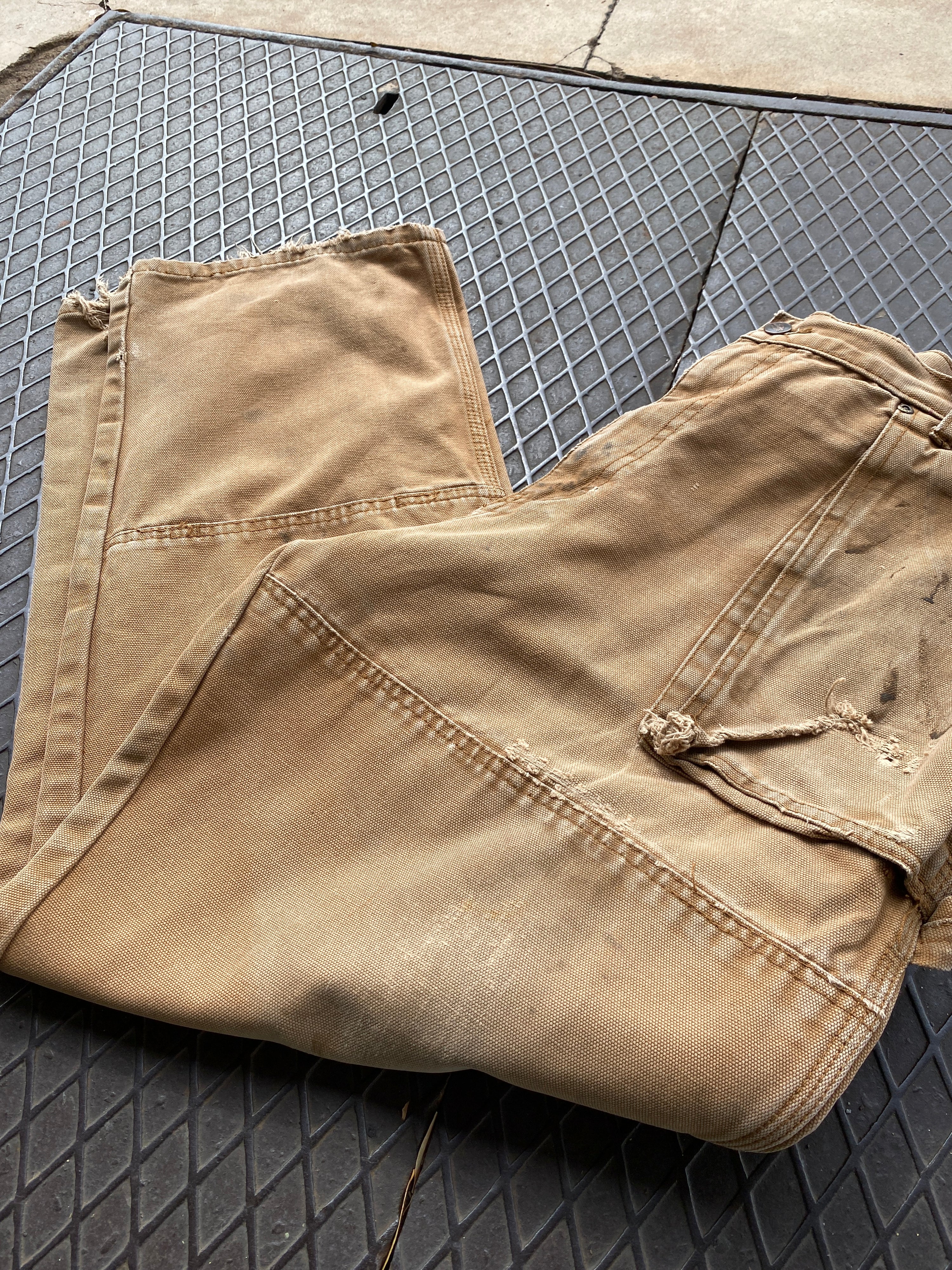 36 - Dickies Double Knees Brown Heavily Distressed