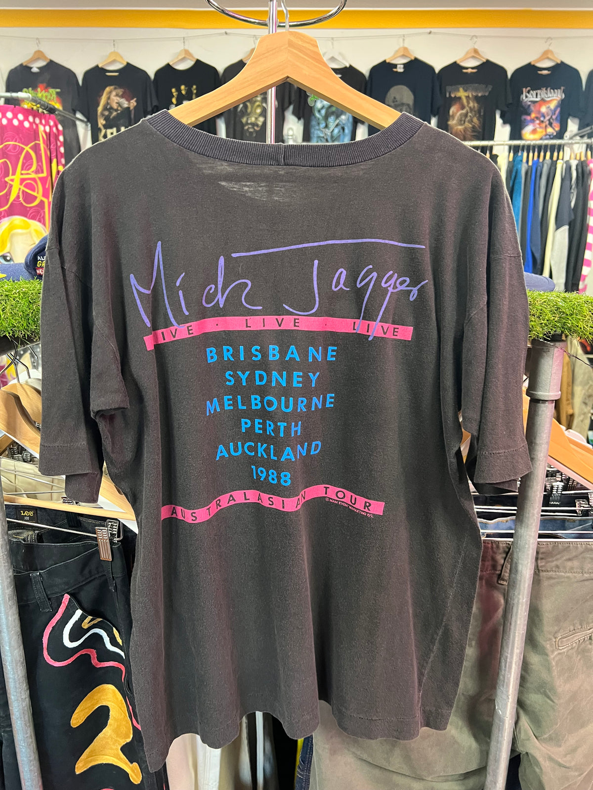 [M/L] 1988 Mick Jagger Aus Tour Double Sided Tshirt