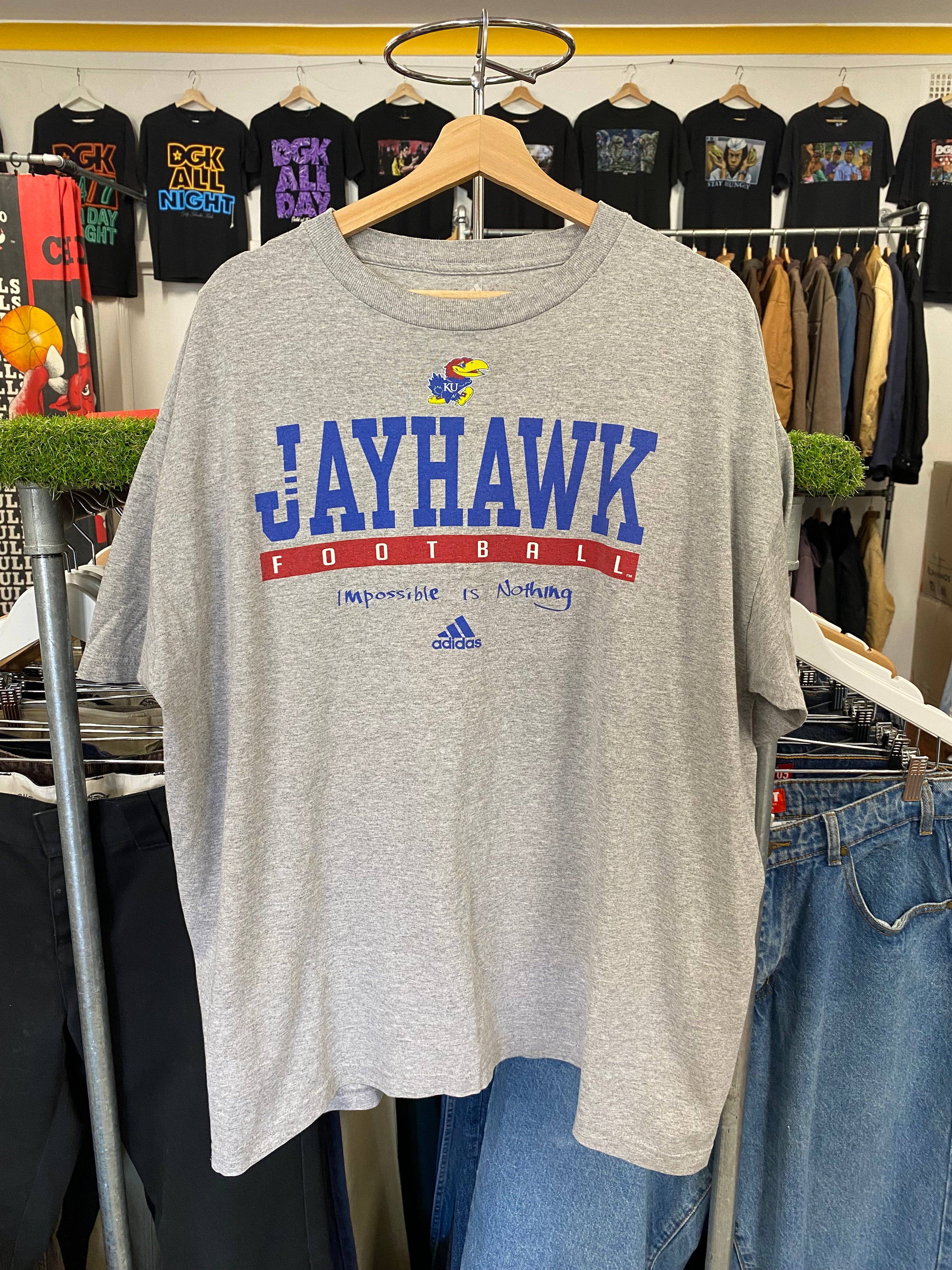 [XL] Adidas x Jayhawk Football Grey Tshirt