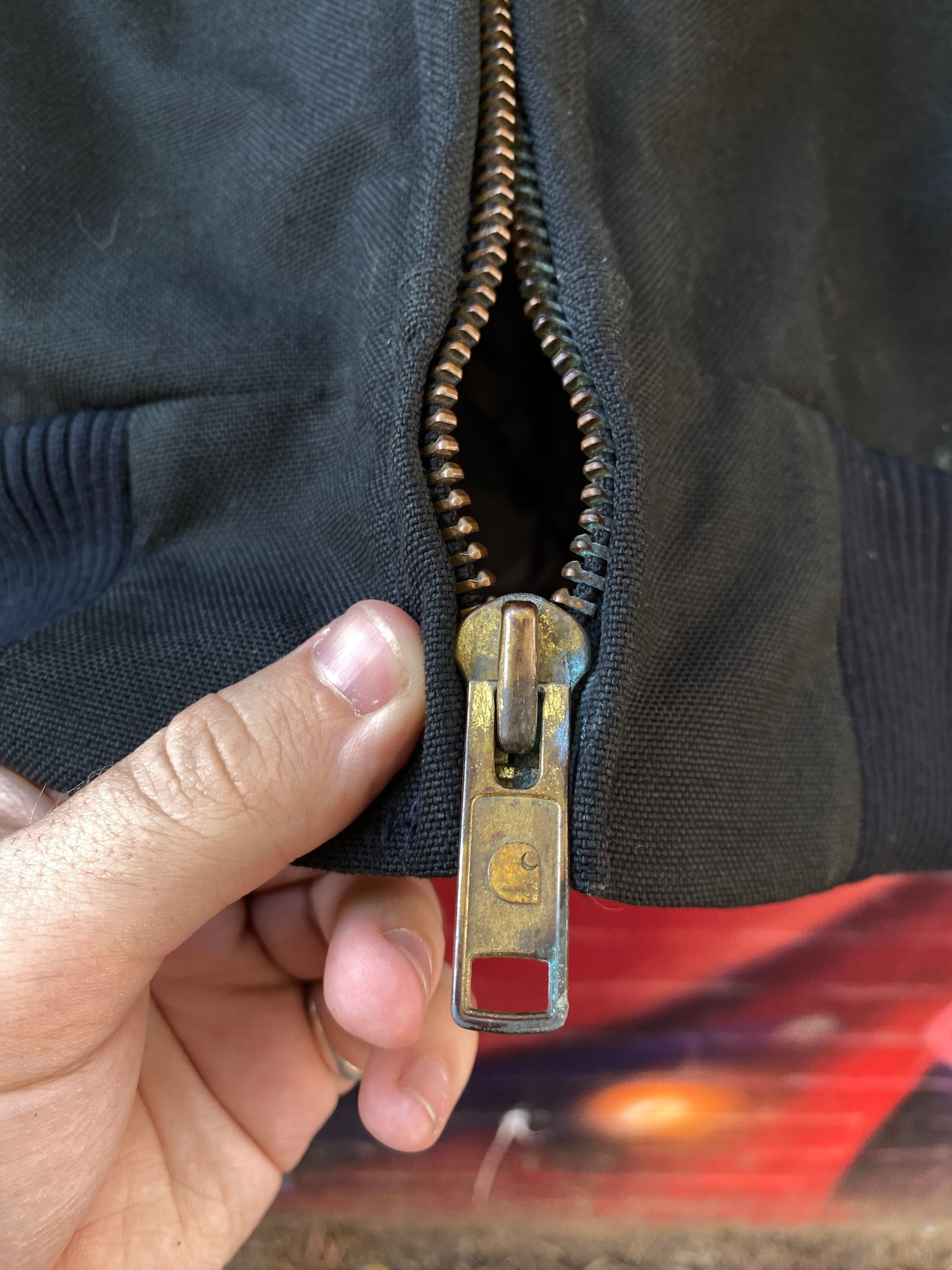 [4XL] Carhartt Black Active Jacket Broken Zip