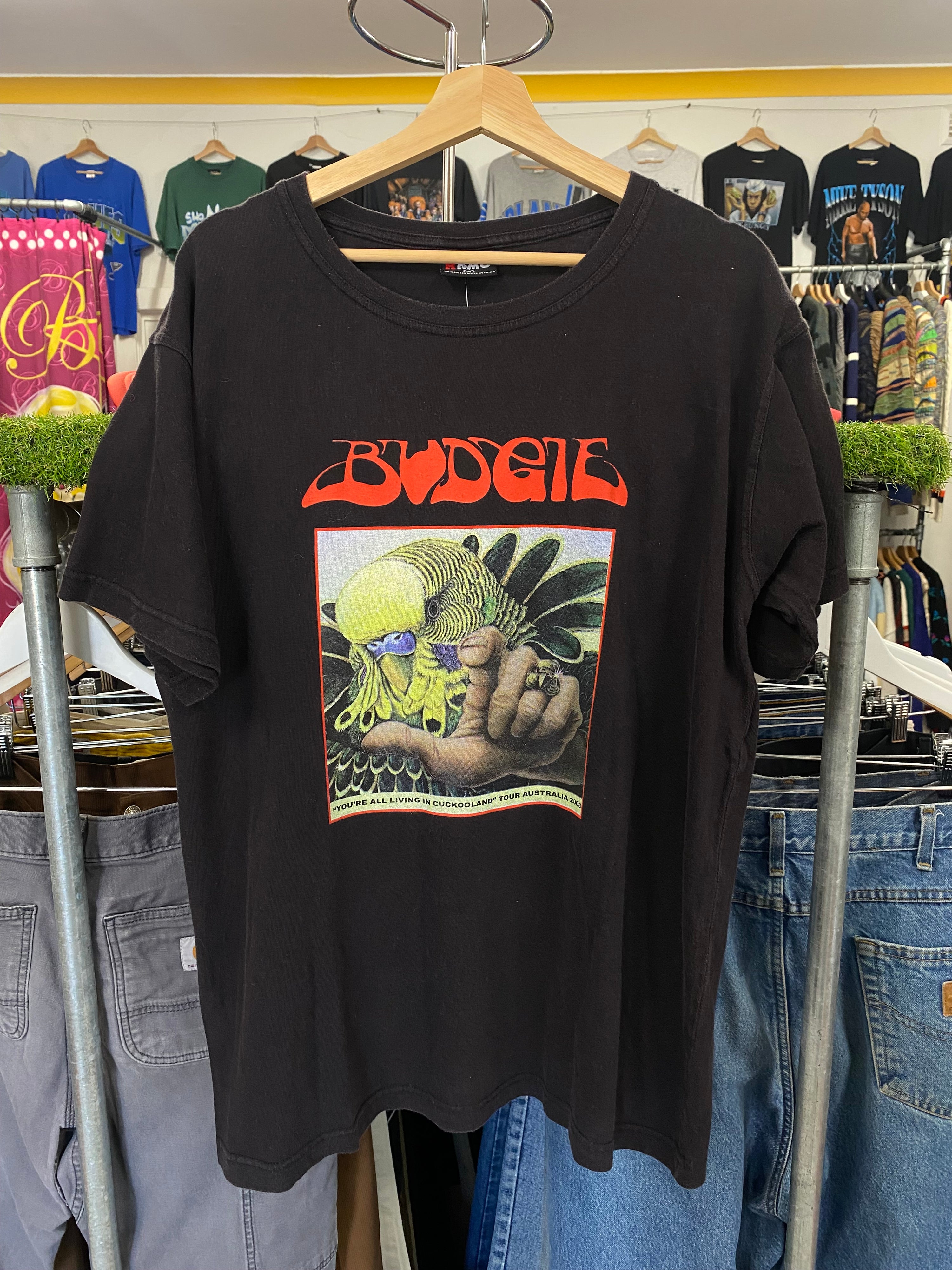 [M] 2008 Budgie 'You're All Living In Cockooland' Double Sided Tour Tshirt