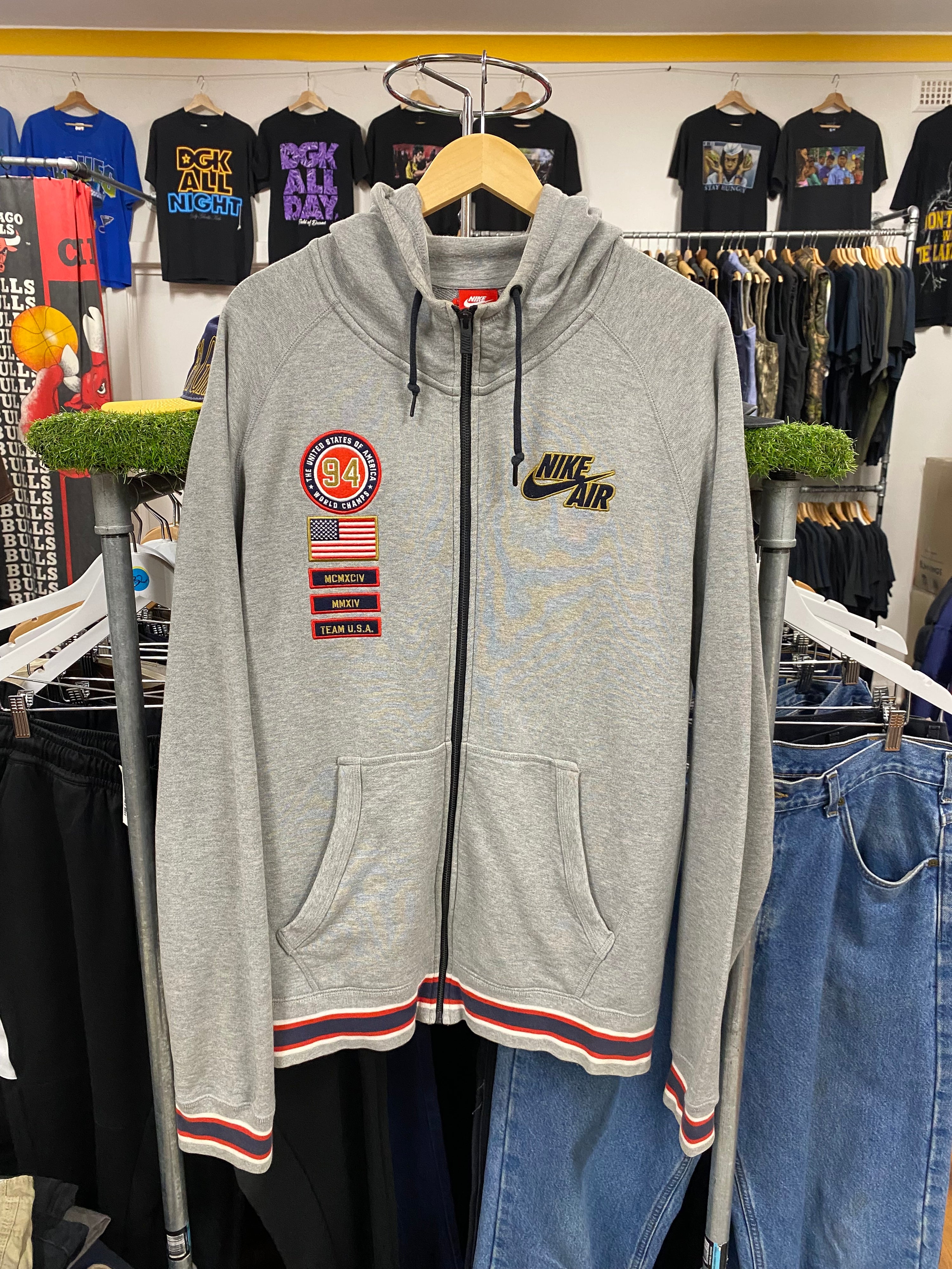 [2XL] Nike Air USA Basketball Throwback Grey Hoodie