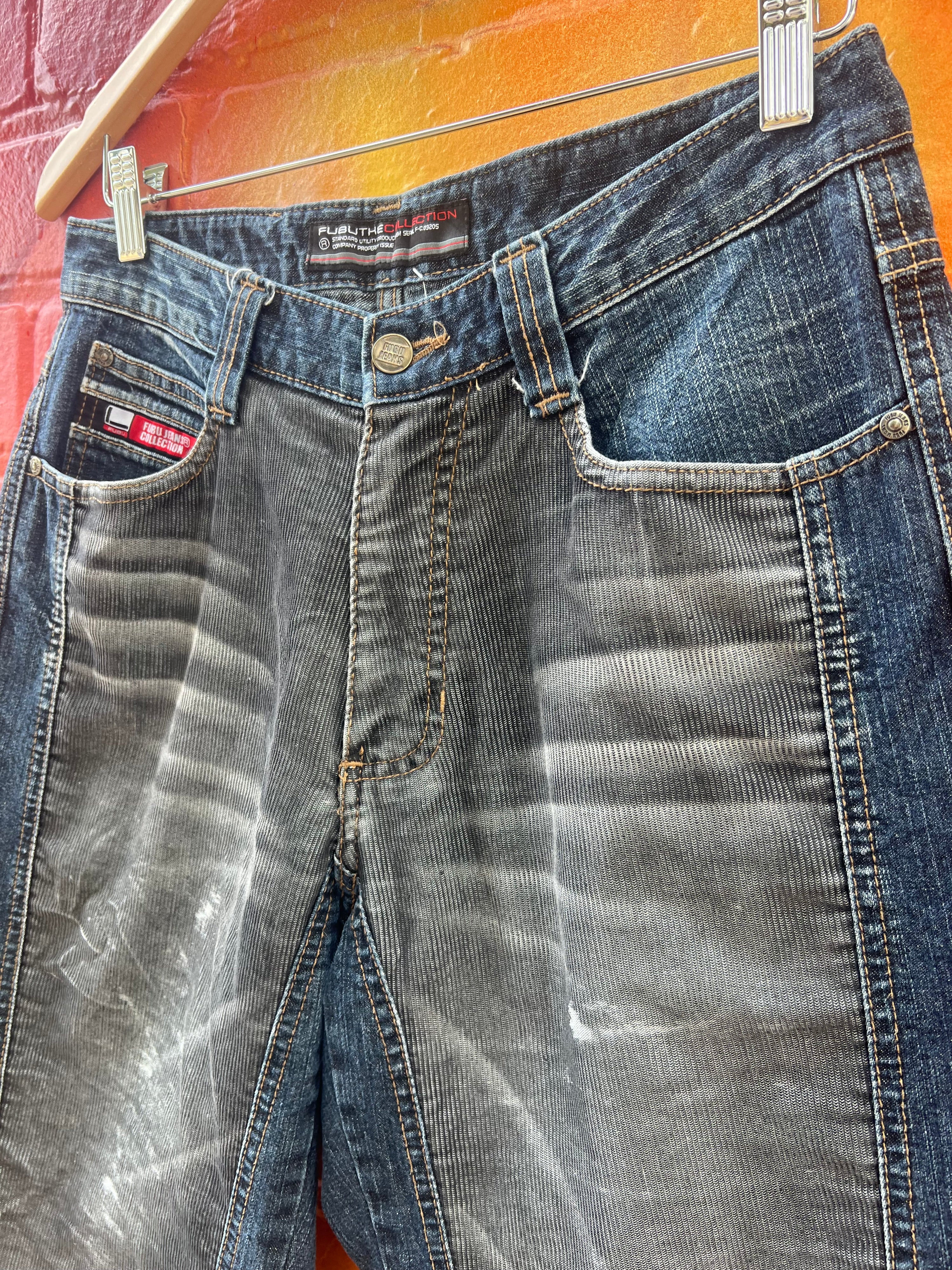 28/30 - FUBU Grey Cord and Blue Denim Shorts