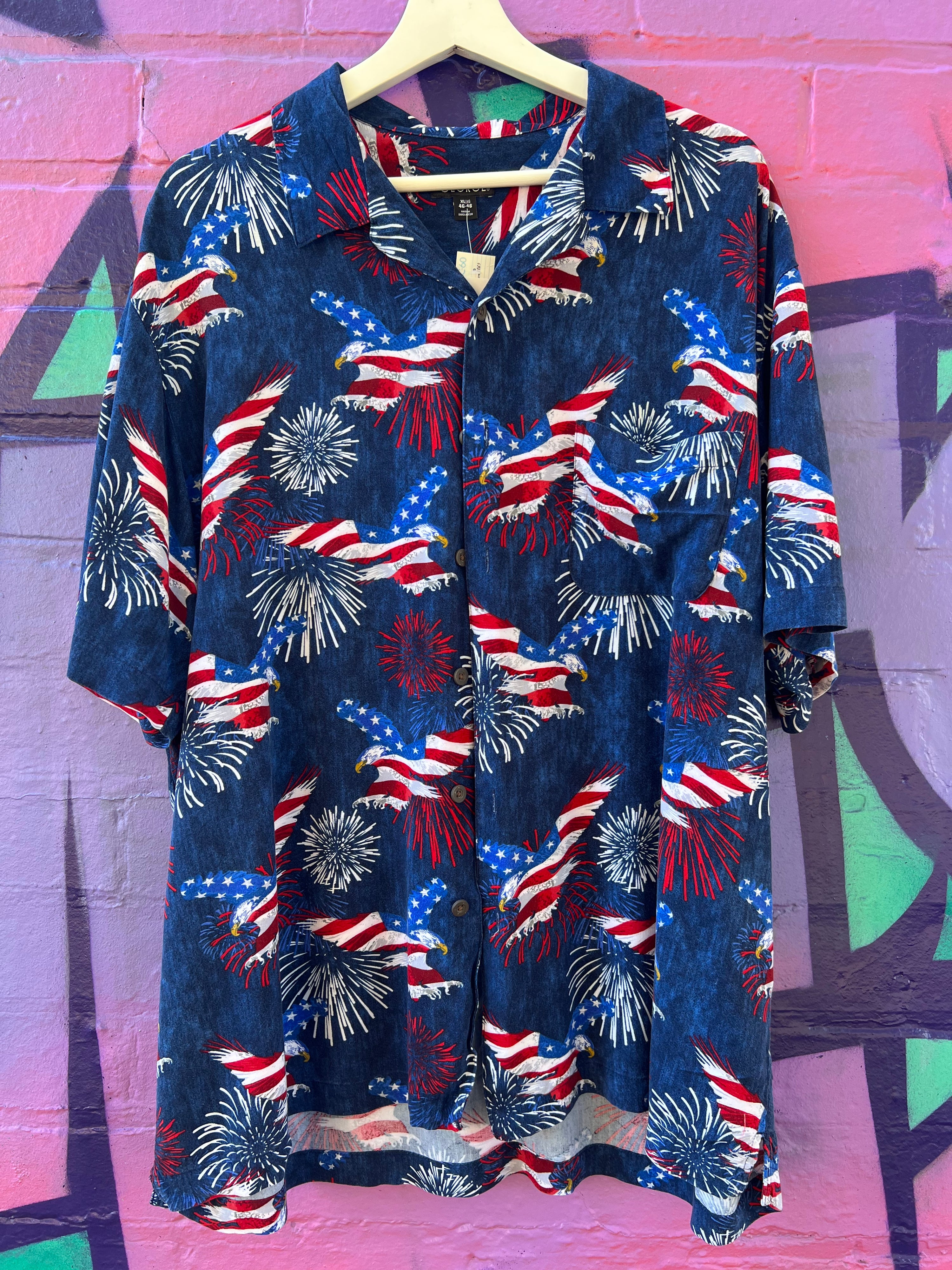 XL - George US Flag Eagle Button Up