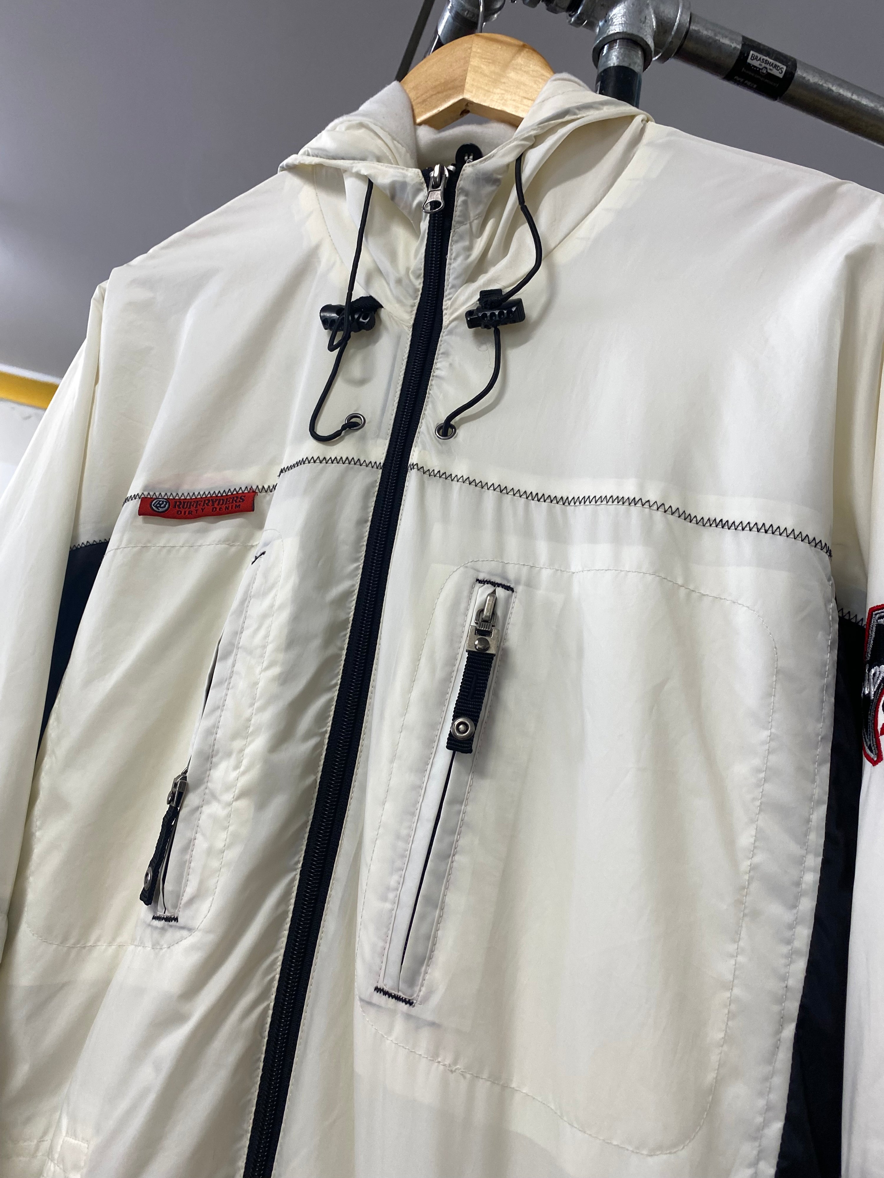 M - 2000s Ruff Ryders Oversize Hooded White Jacket