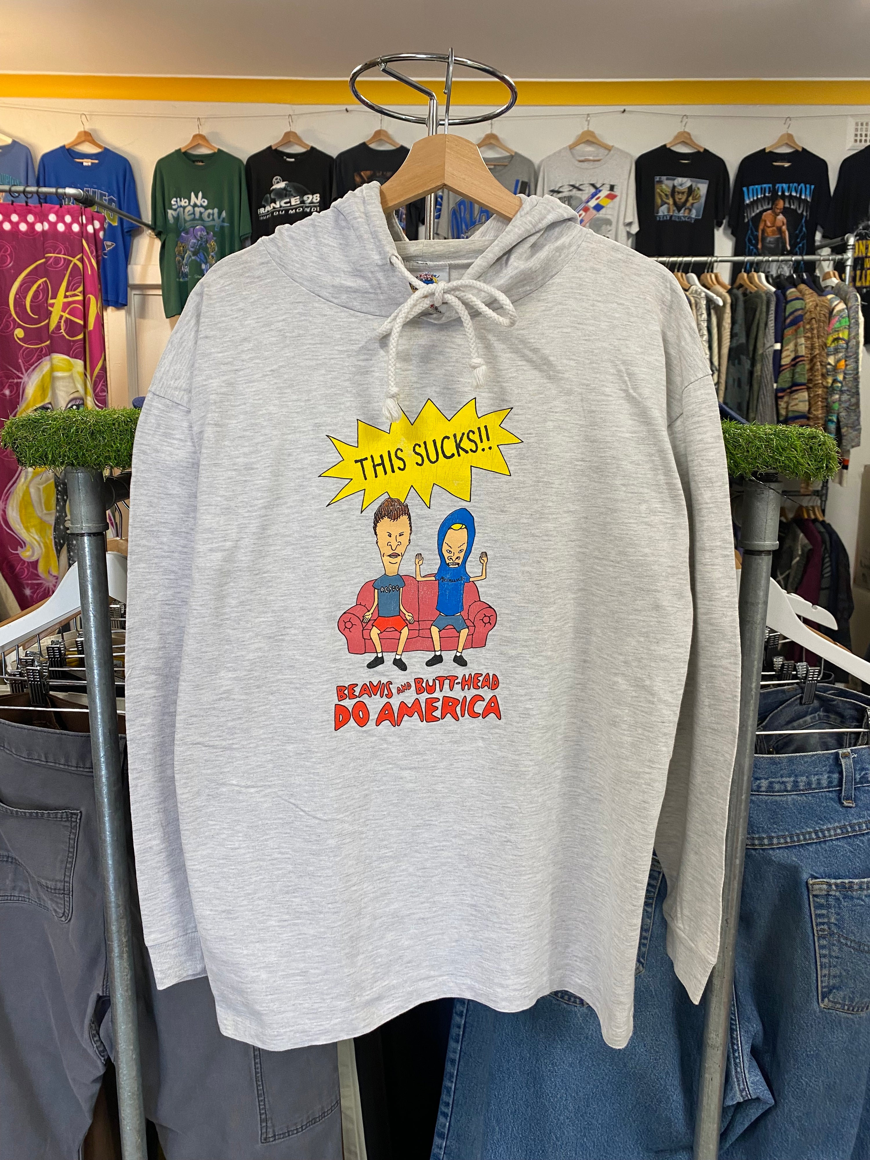 [XL] Vintage Beavis and Butthead Do America Grey Hoodie