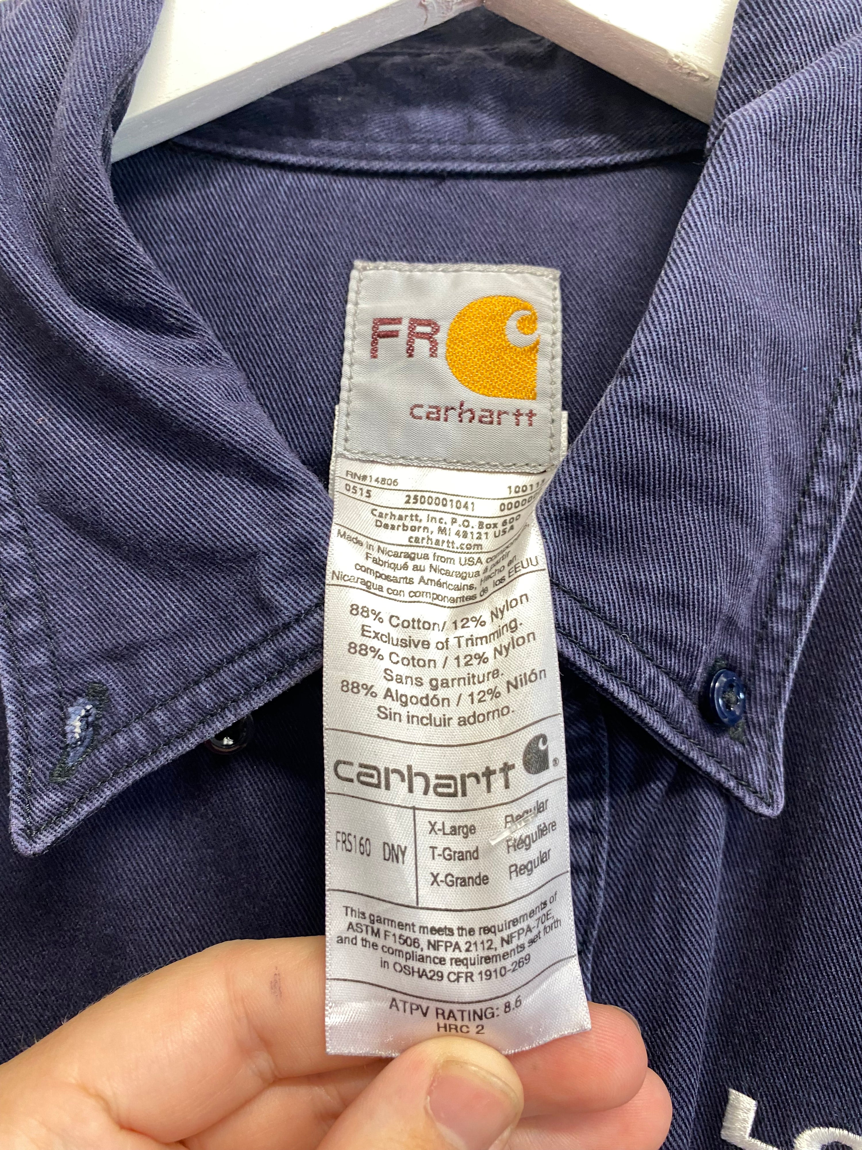 XL - Carhartt FR 'Loenbro' Dark Blue LS Button-up
