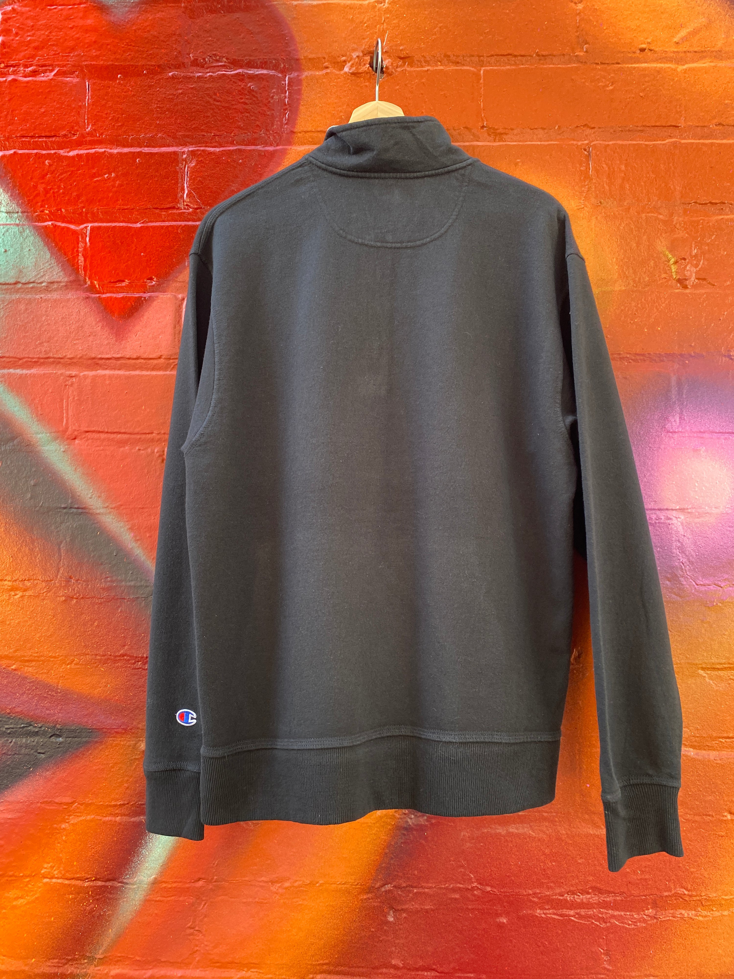 M - Champion 1/4 Zip Black Jumper