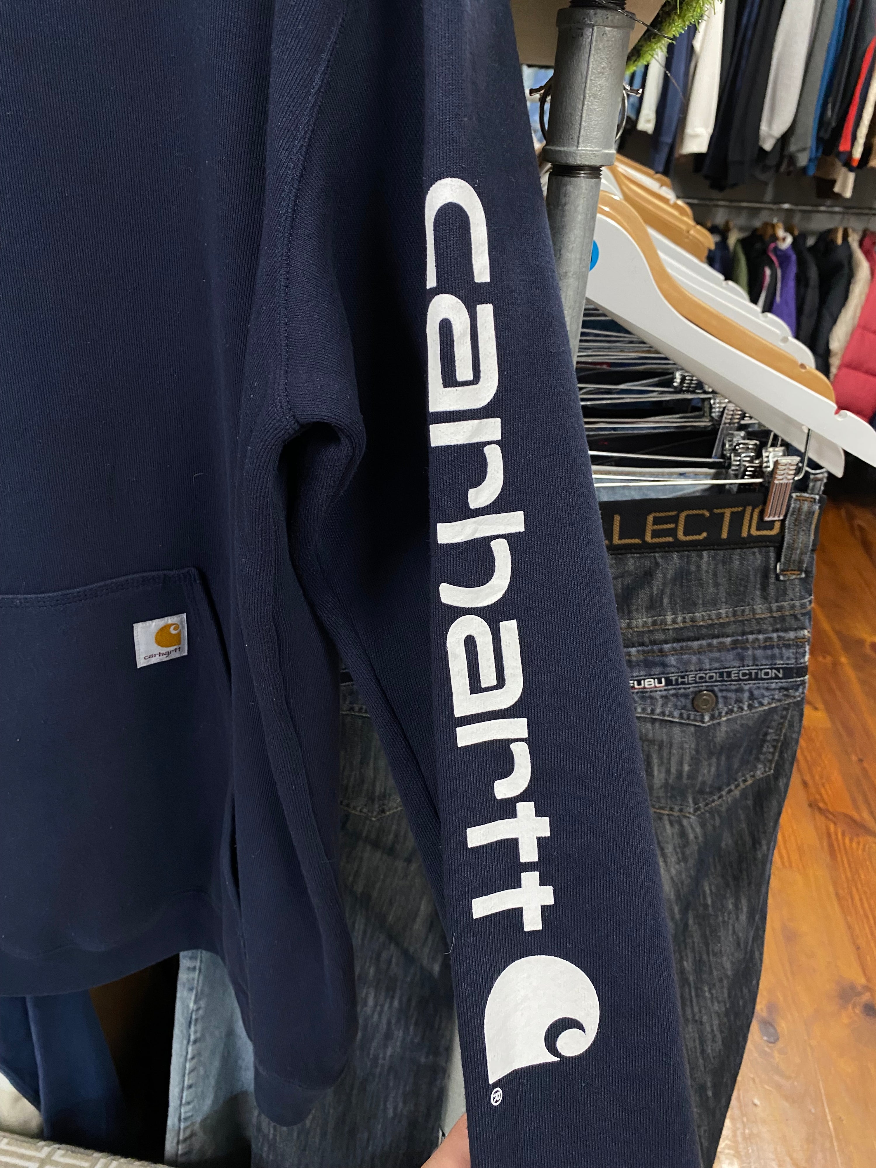 [XLT] Carhartt Sleeve Hit Blue Hoodie