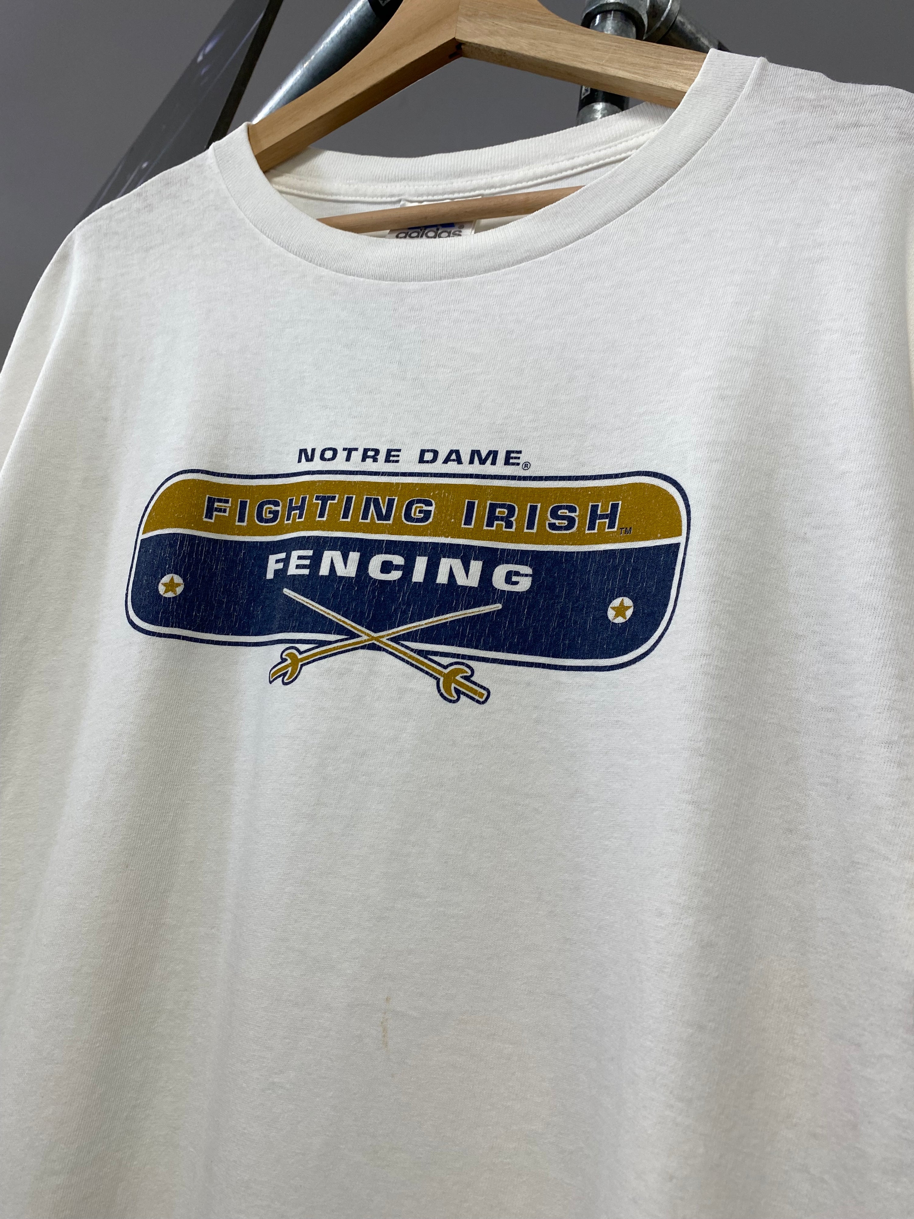 L - Adidas x Notre Dame Fighting Irish Fencing White DS Tee