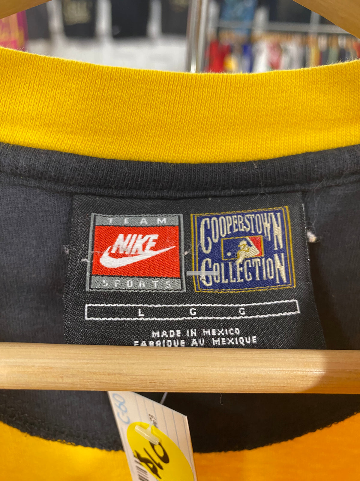 L - Nike Team Sports x Cooperstown Collection Pirates Yellow Tee